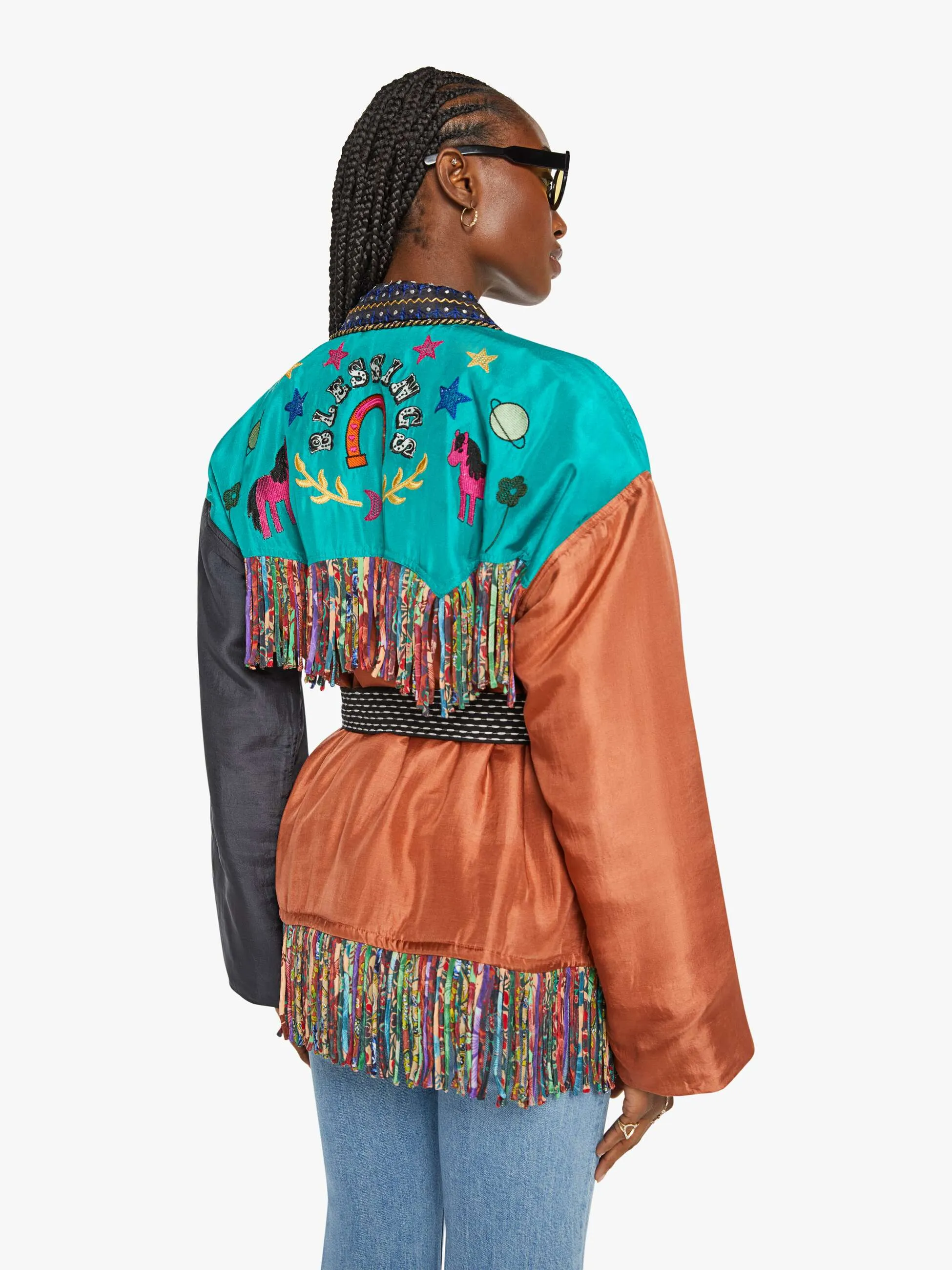 Monoki Rodeo Silk Kimono - Color Block sold by MOTHER product image thumbnail 4