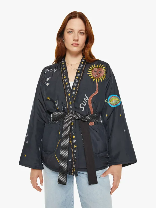 Monoki Karma Silk Kimono - Black sold by MOTHER