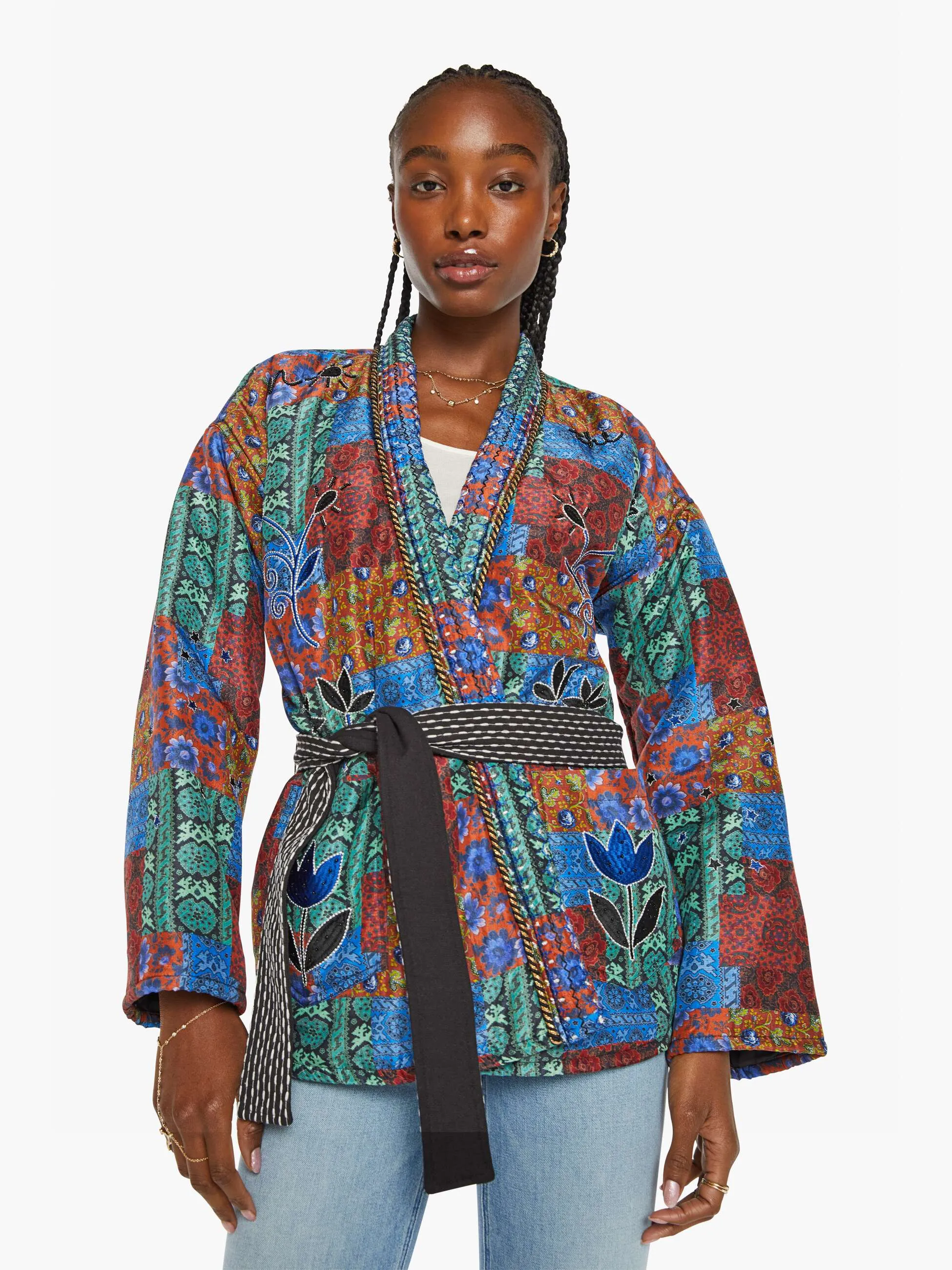 Monoki Patchwork Kimono - Blue Print sold by MOTHER product image thumbnail 2