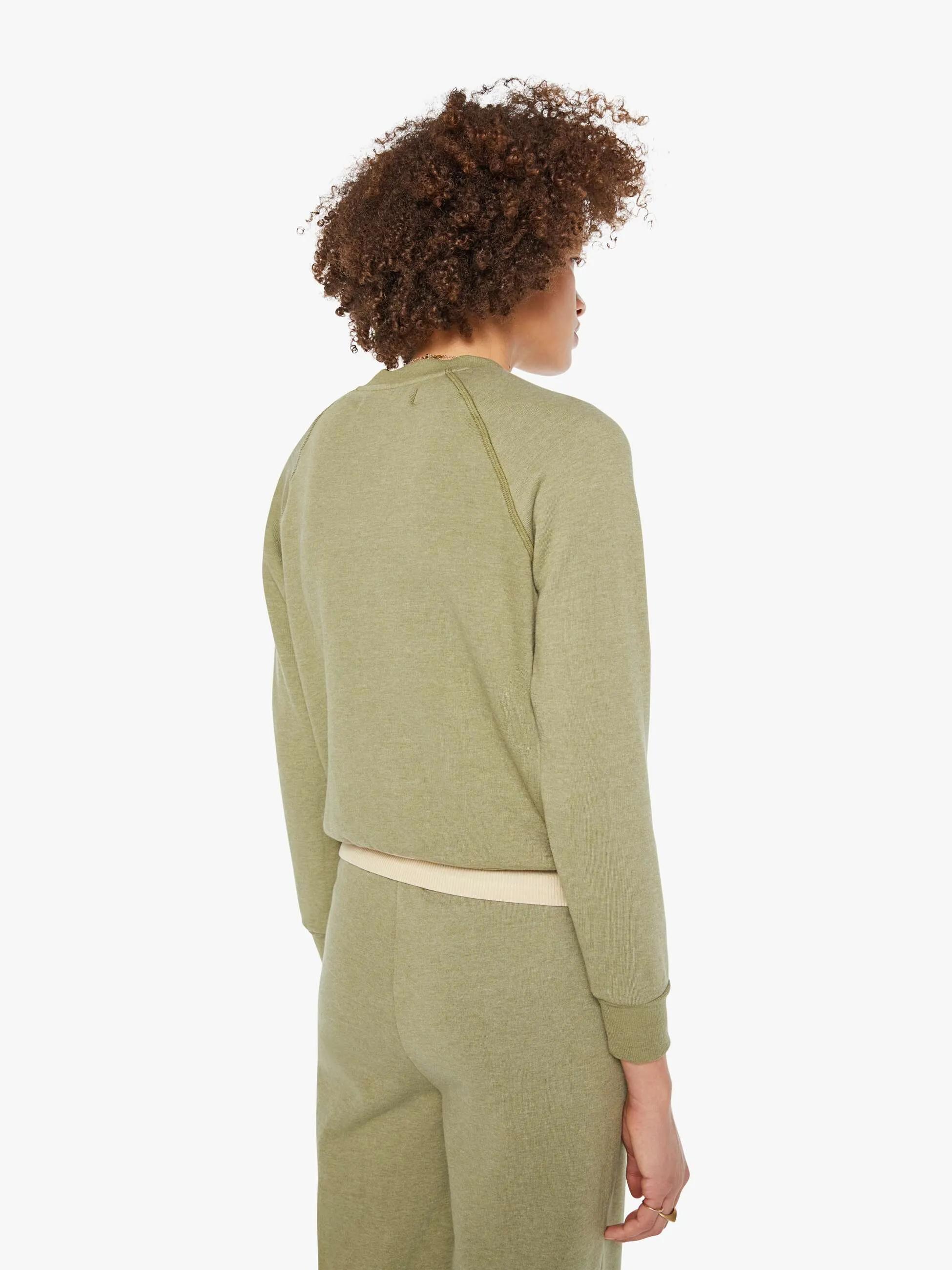 SPRWMN Shrunken Raglan Sweatshirt - Basil sold by MOTHER product image thumbnail 4