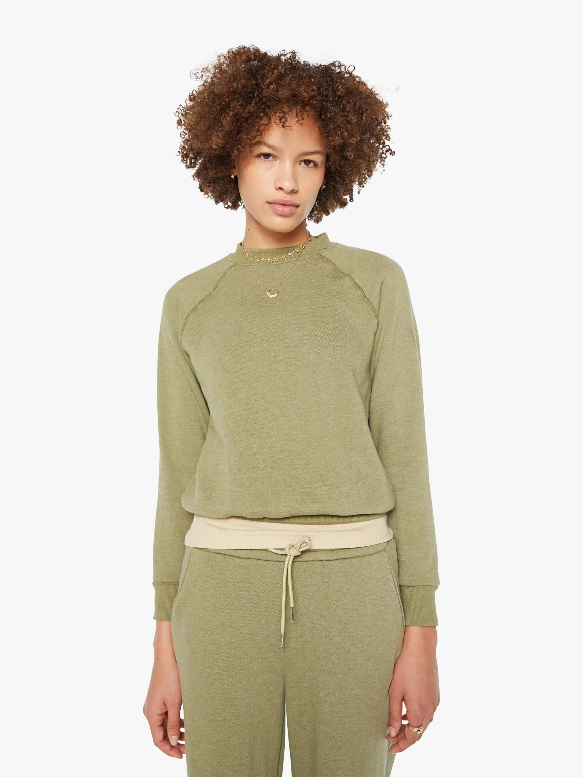 SPRWMN Shrunken Raglan Sweatshirt - Basil sold by MOTHER product image thumbnail 2