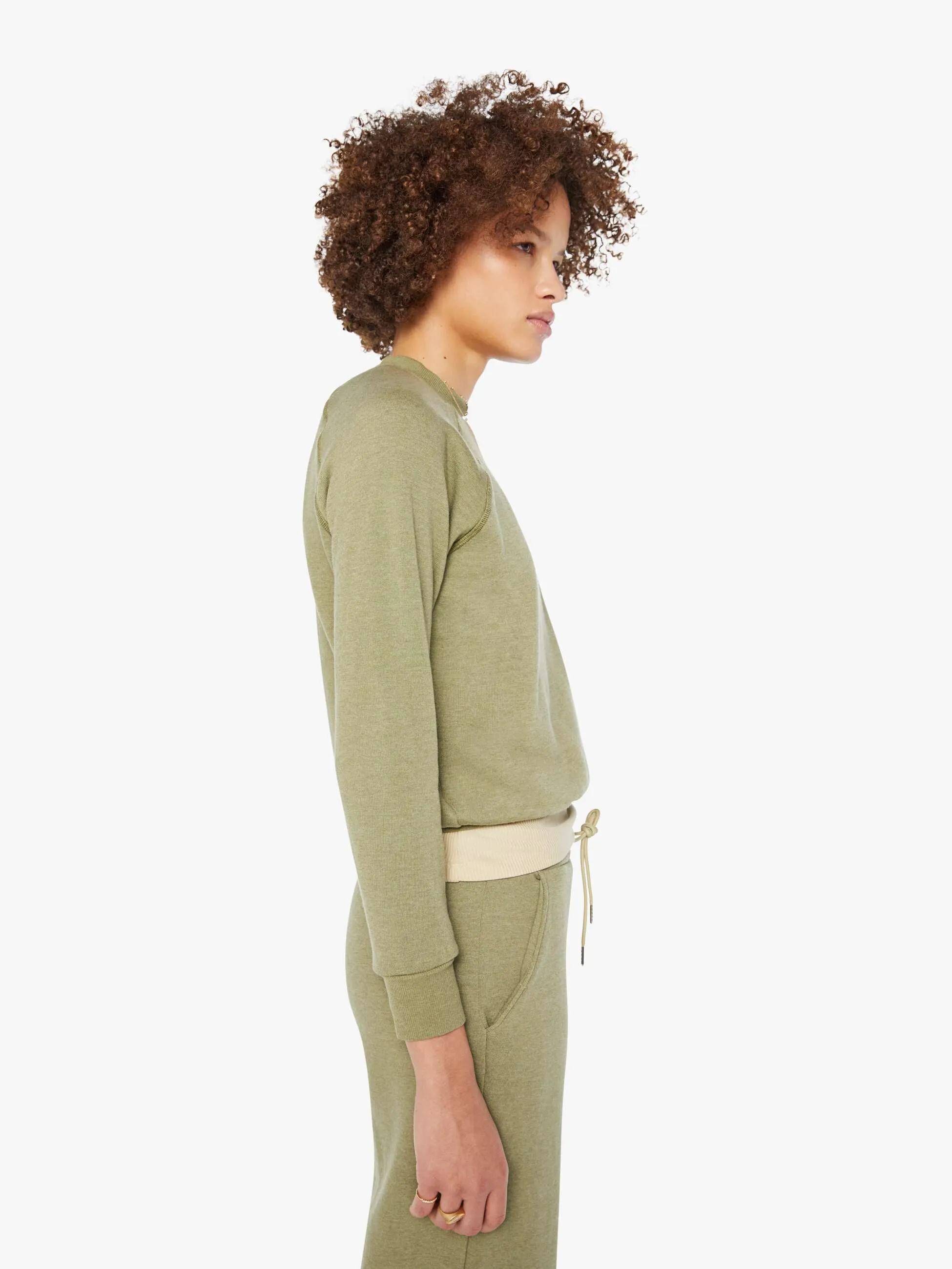 SPRWMN Shrunken Raglan Sweatshirt - Basil sold by MOTHER product image thumbnail 3