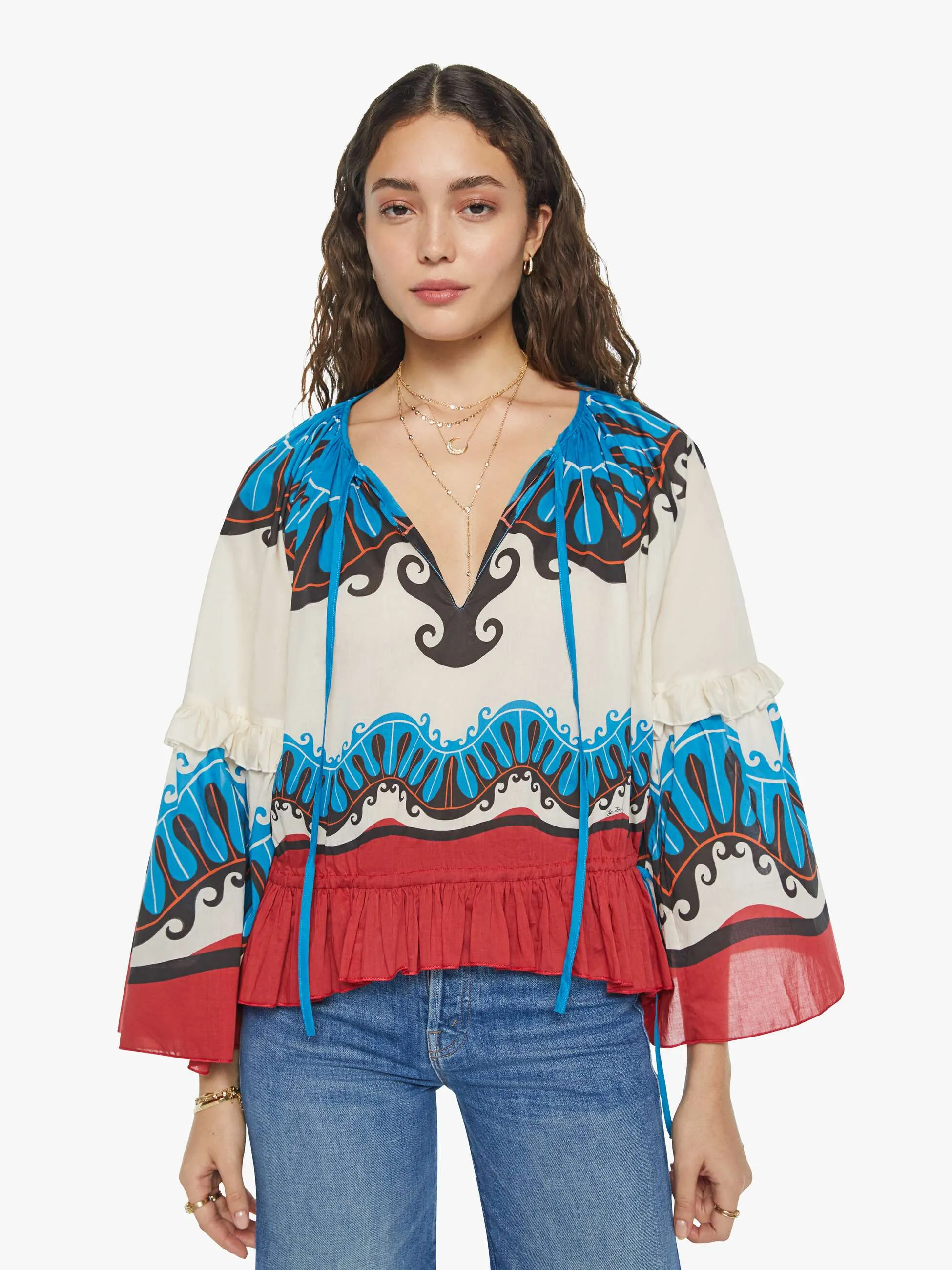 La DoubleJ x MOTHER Boho Blouse - Pacific Placee sold by MOTHER