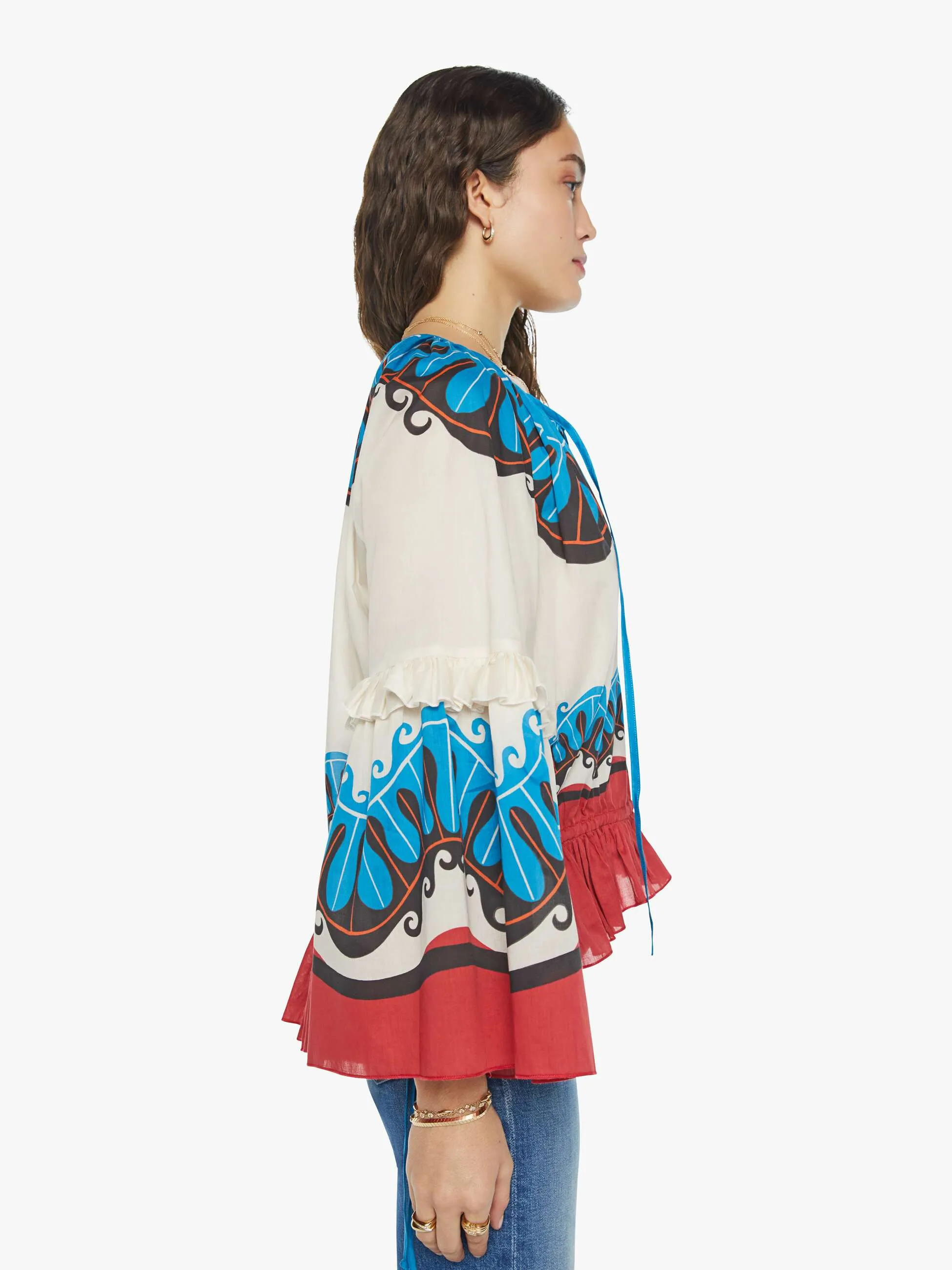 La DoubleJ x MOTHER Boho Blouse - Pacific Placee sold by MOTHER product image thumbnail 3