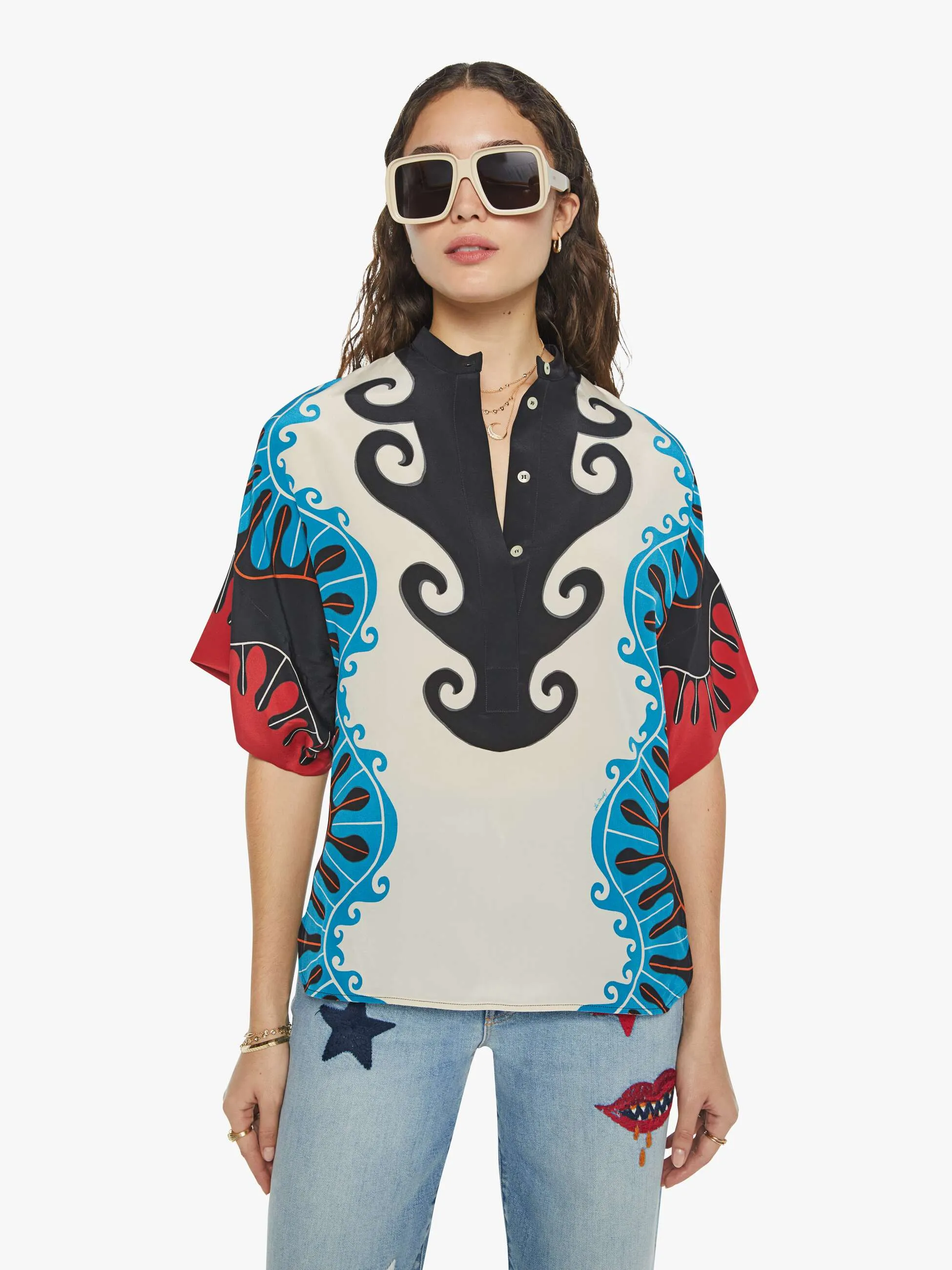La DoubleJ x MOTHER Estelle Blouse - Pacific Placee sold by MOTHER