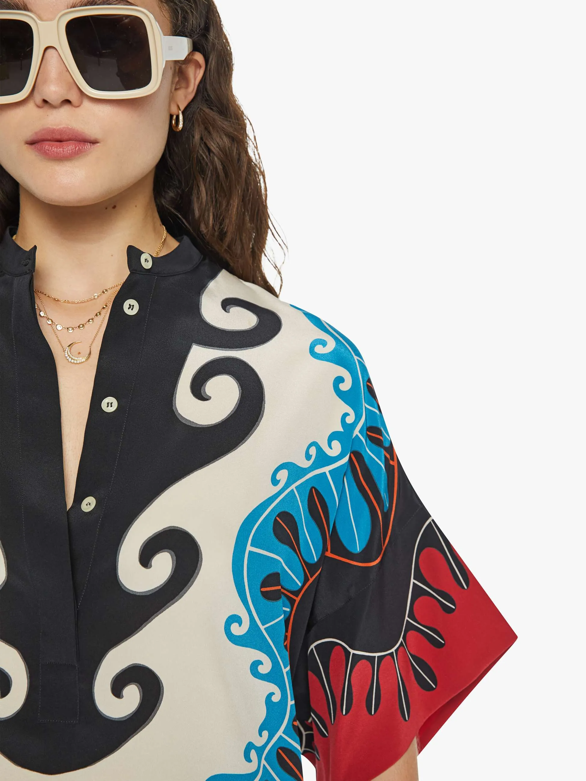 La DoubleJ x MOTHER Estelle Blouse - Pacific Placee sold by MOTHER product image thumbnail 5