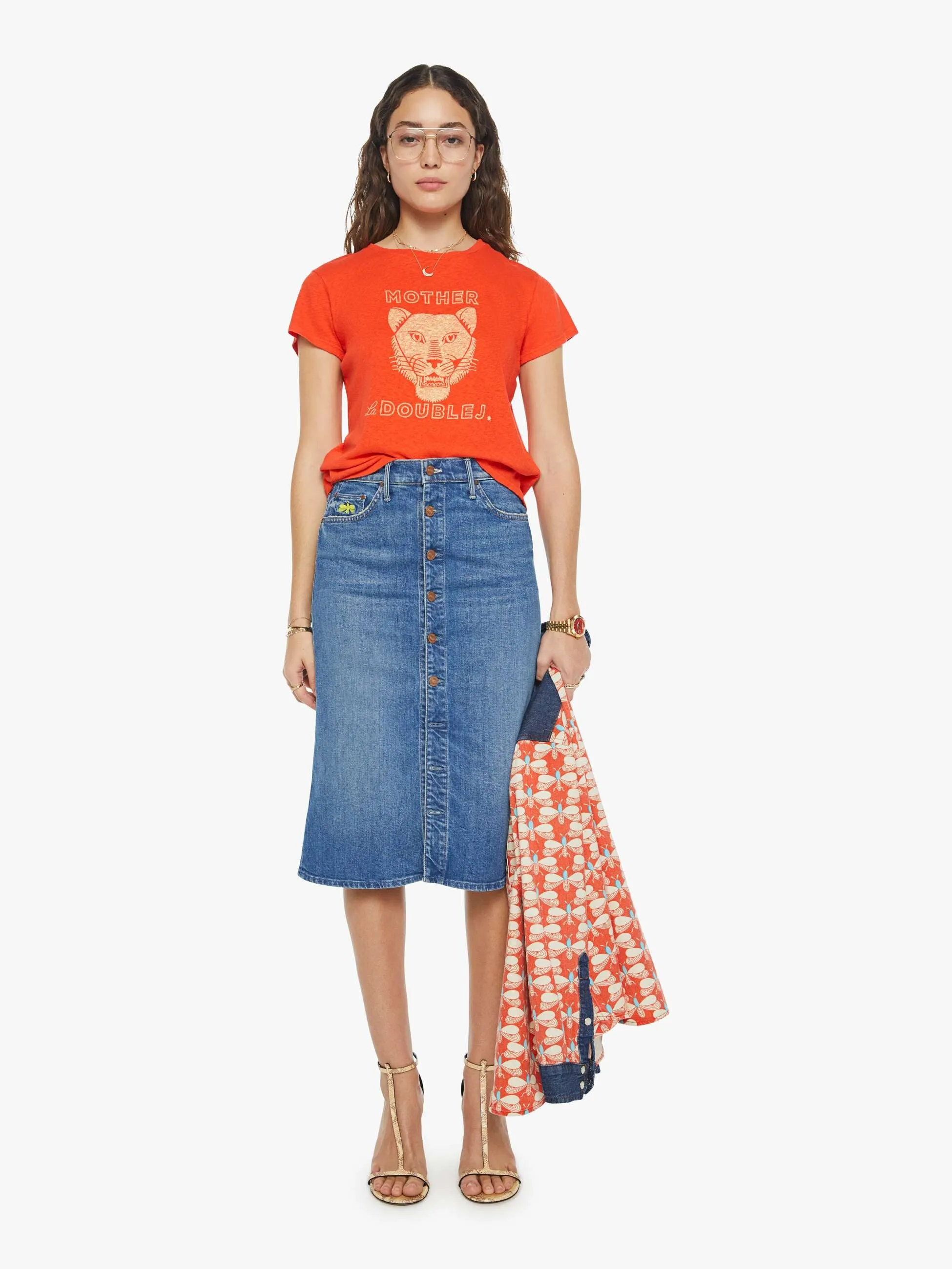 La DoubleJ x MOTHER The Button Vagabond Midi Skirt - Family Affairs sold by MOTHER product image thumbnail 2