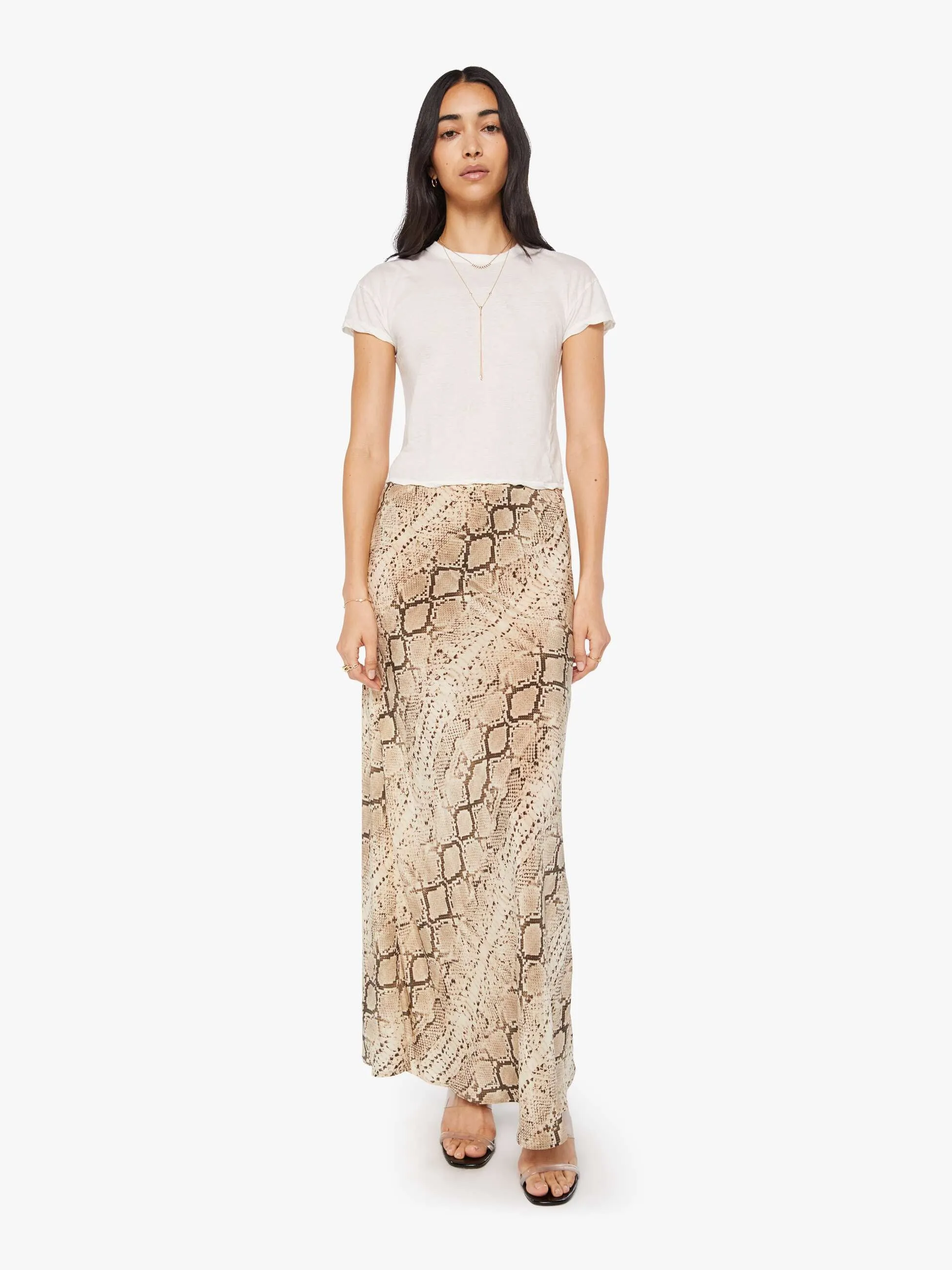 SPRWMN Bias Maxi Skirt - Beige Snakeskin sold by MOTHER product image thumbnail 2