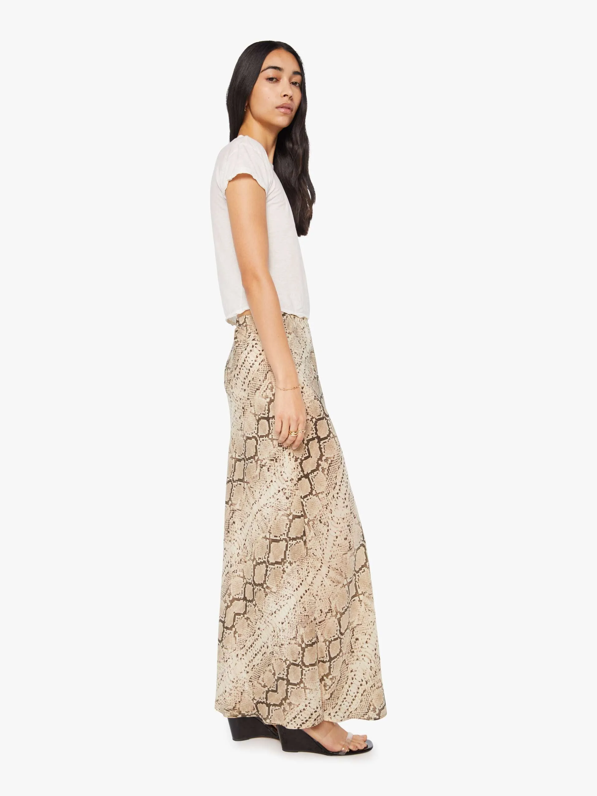 SPRWMN Bias Maxi Skirt - Beige Snakeskin sold by MOTHER product image thumbnail 3