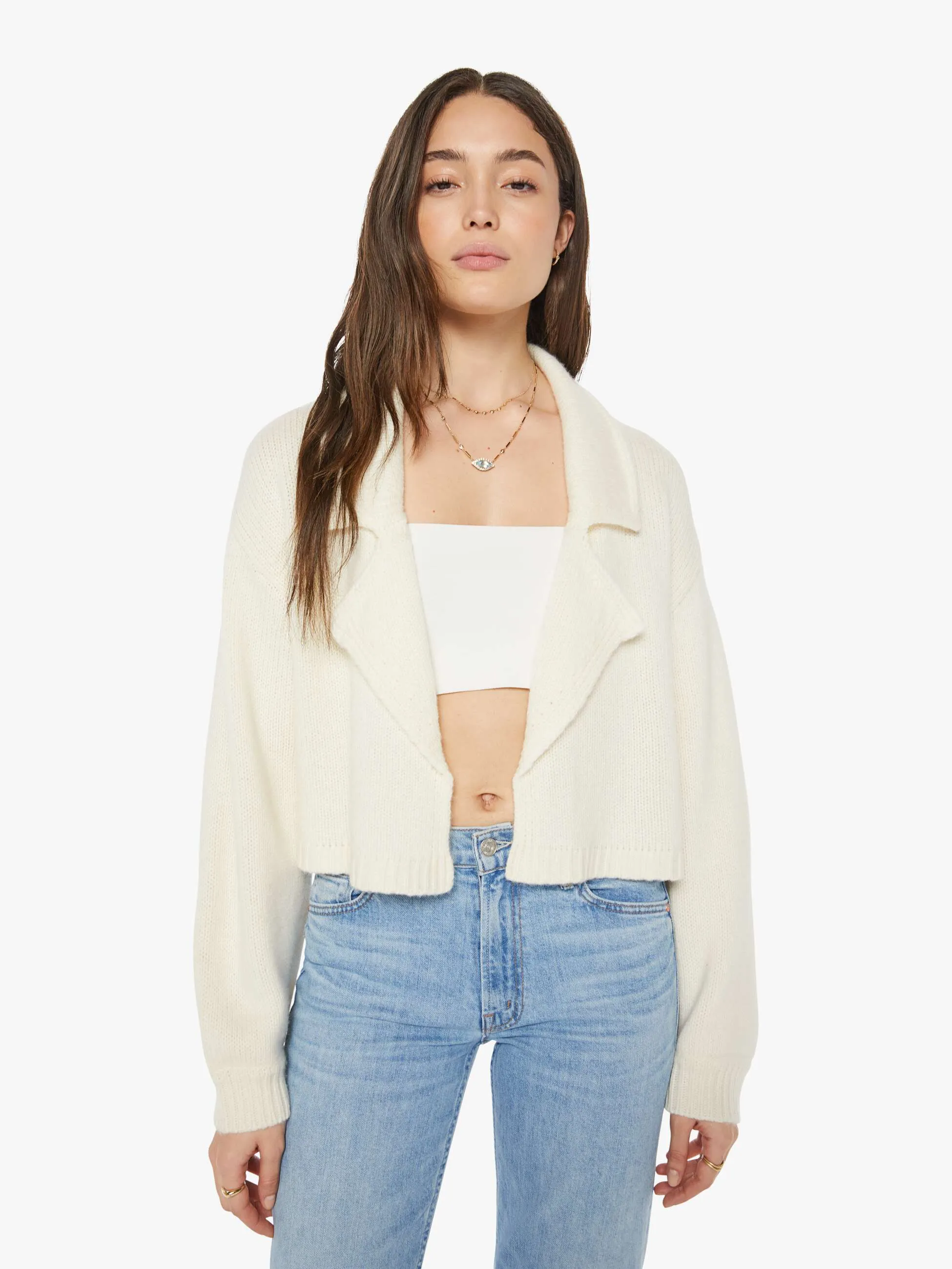 SABLYN Tyra Relaxed Collared Cardigan - Gardenia sold by MOTHER