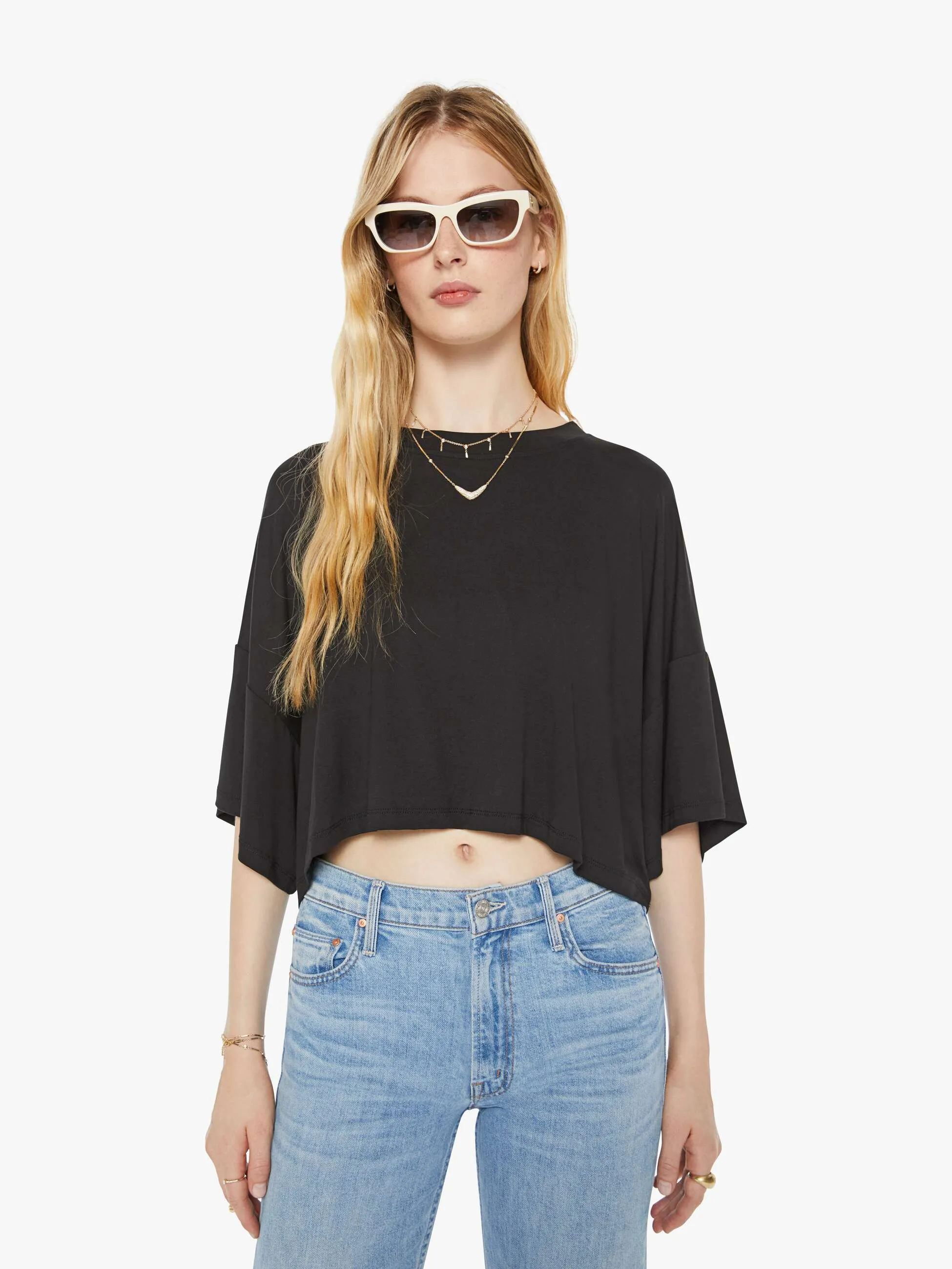 SABLYN Daria Slouchy Cropped Tee - Black sold by MOTHER product image thumbnail 2
