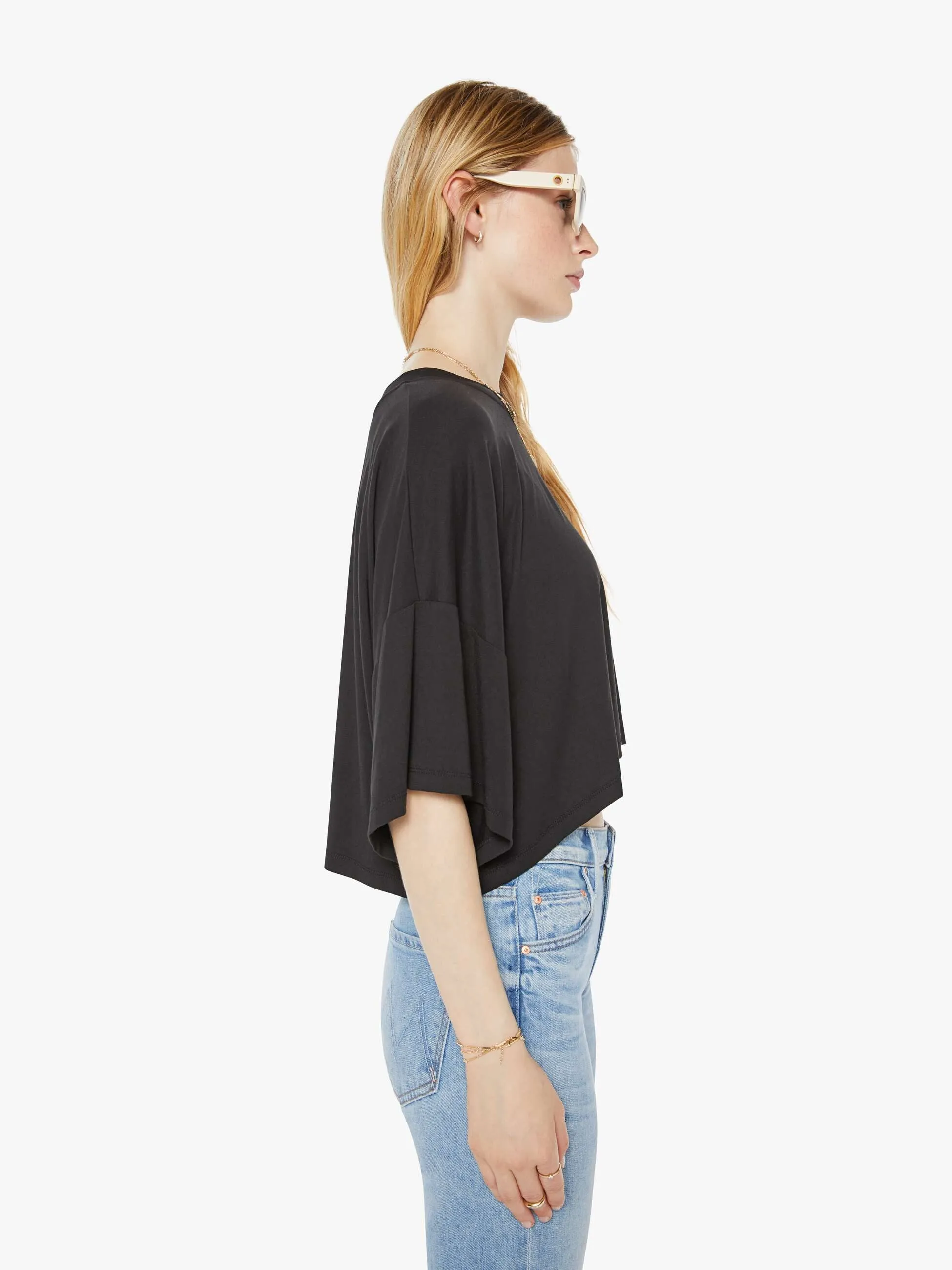 SABLYN Daria Slouchy Cropped Tee - Black sold by MOTHER product image thumbnail 3