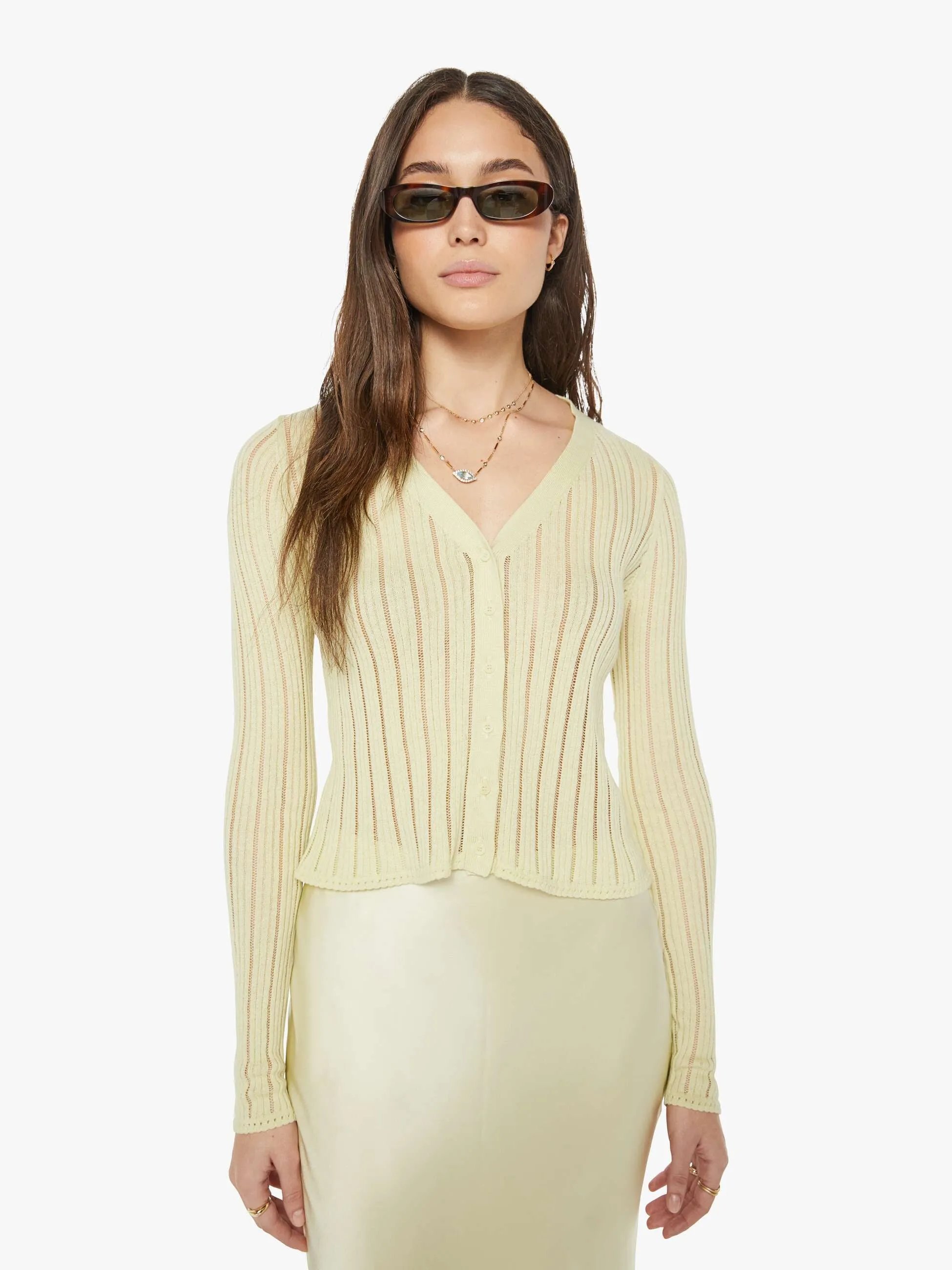 SABLYN Vinni Knit Cardigan - Pale Citron sold by MOTHER
