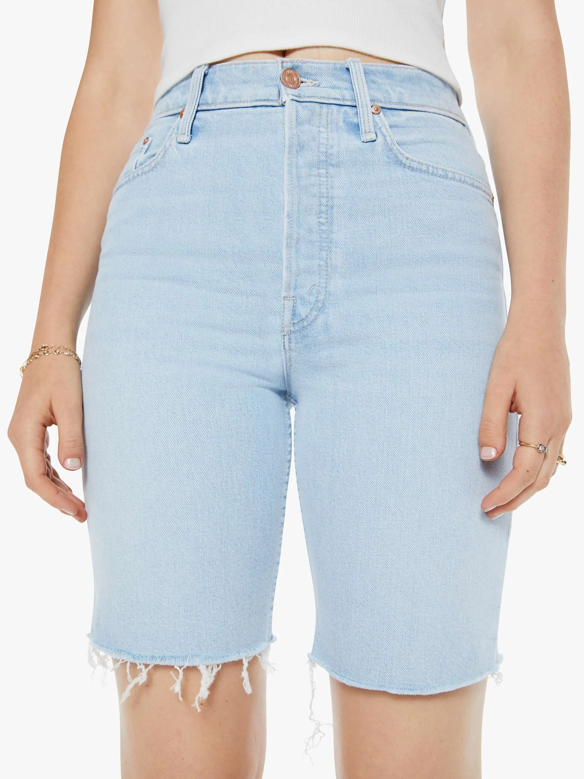 High Waisted Rider Bermuda Short Fray - Cowabunga sold by MOTHER product image thumbnail 5