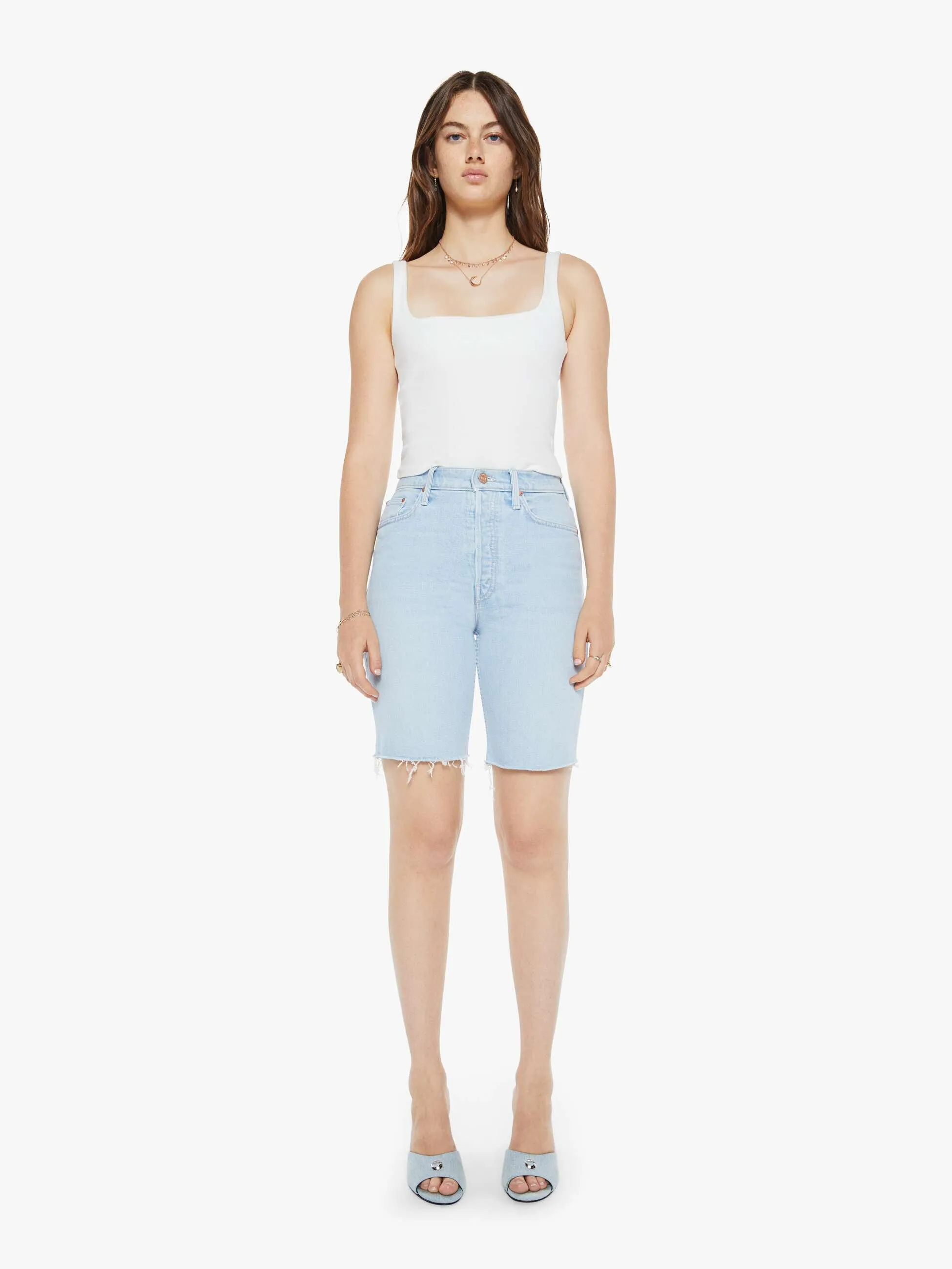 High Waisted Rider Bermuda Short Fray - Cowabunga sold by MOTHER