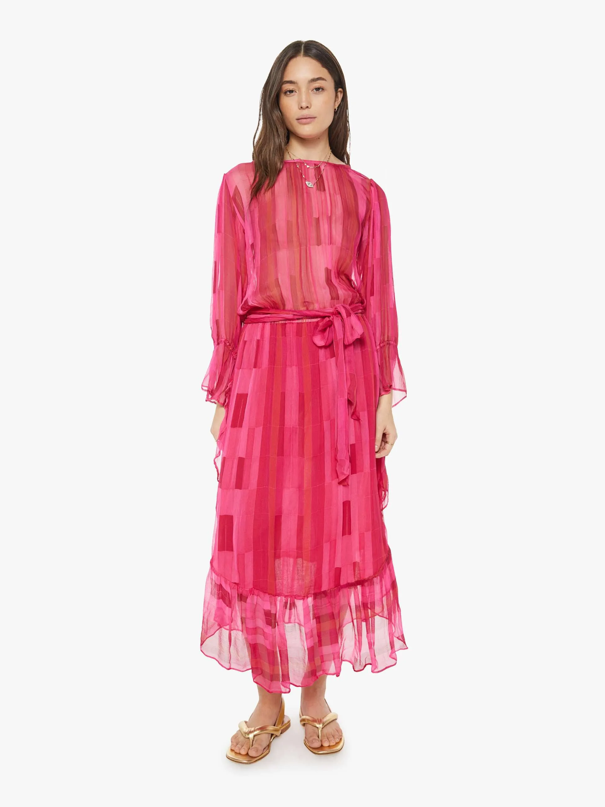 Natalie Martin Camille Dress W Sash - Sea Glass Pink sold by MOTHER