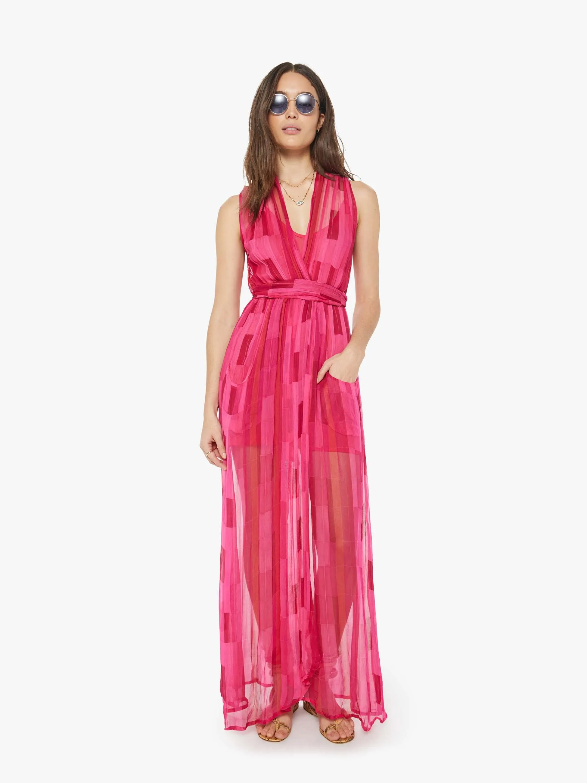 Natalie Martin Nico Sleeveless Maxi W/ Sash - Sea Glass Pink sold by MOTHER product image thumbnail 2