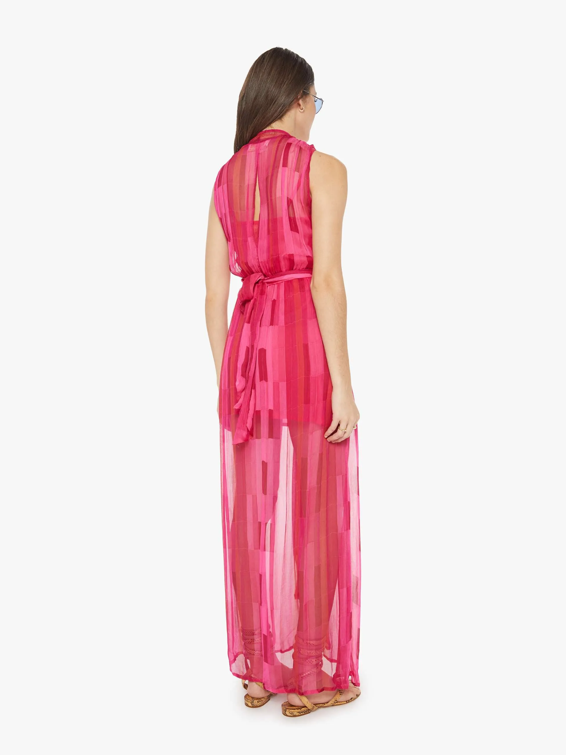 Natalie Martin Nico Sleeveless Maxi W/ Sash - Sea Glass Pink sold by MOTHER product image thumbnail 4