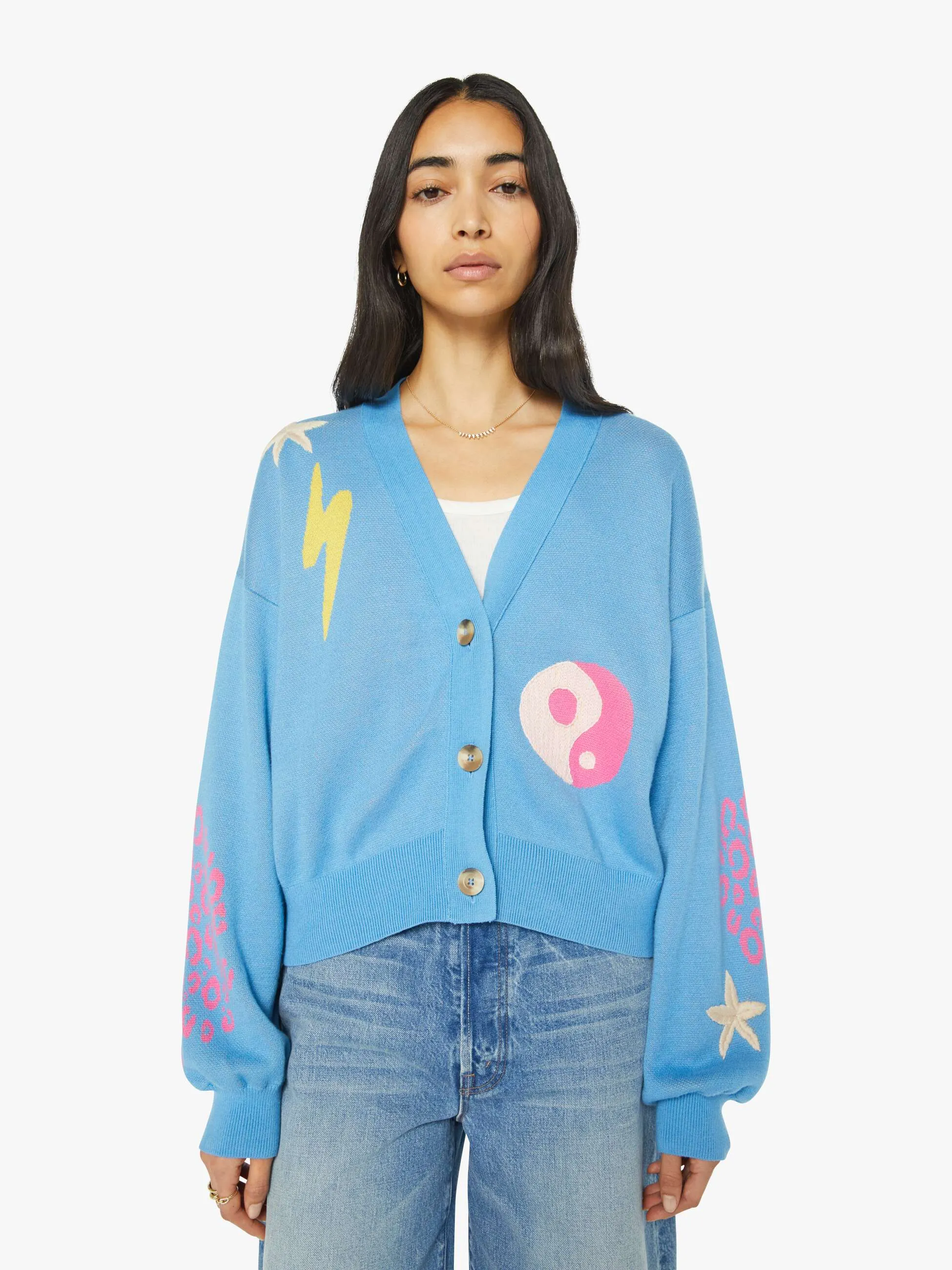 The Bell Sleeve Crop Cardigan - Shreddin' Waves sold by MOTHER product image thumbnail 2