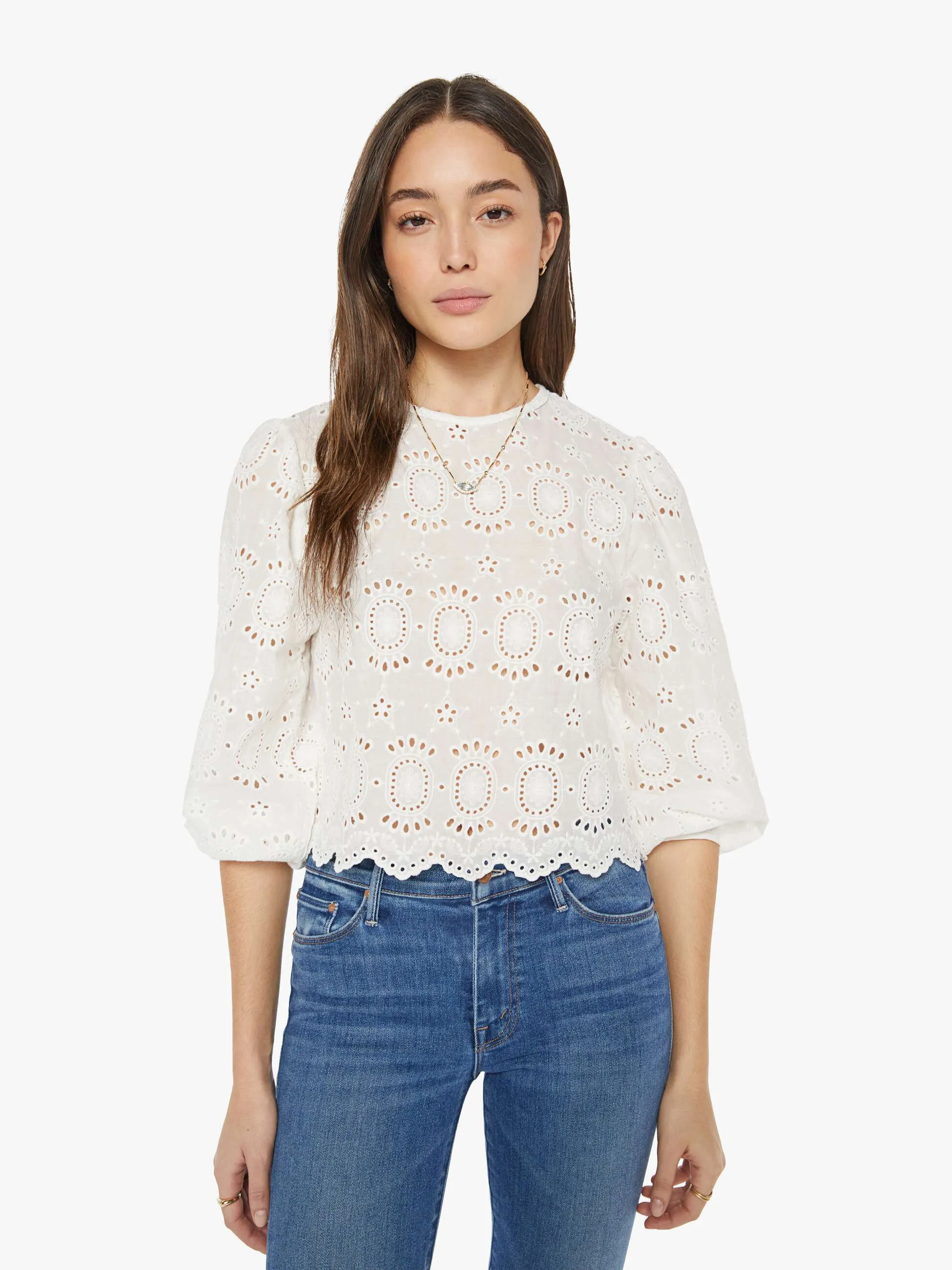 Natalie Martin Lisa Top - Medallion Embroidery Salt sold by MOTHER