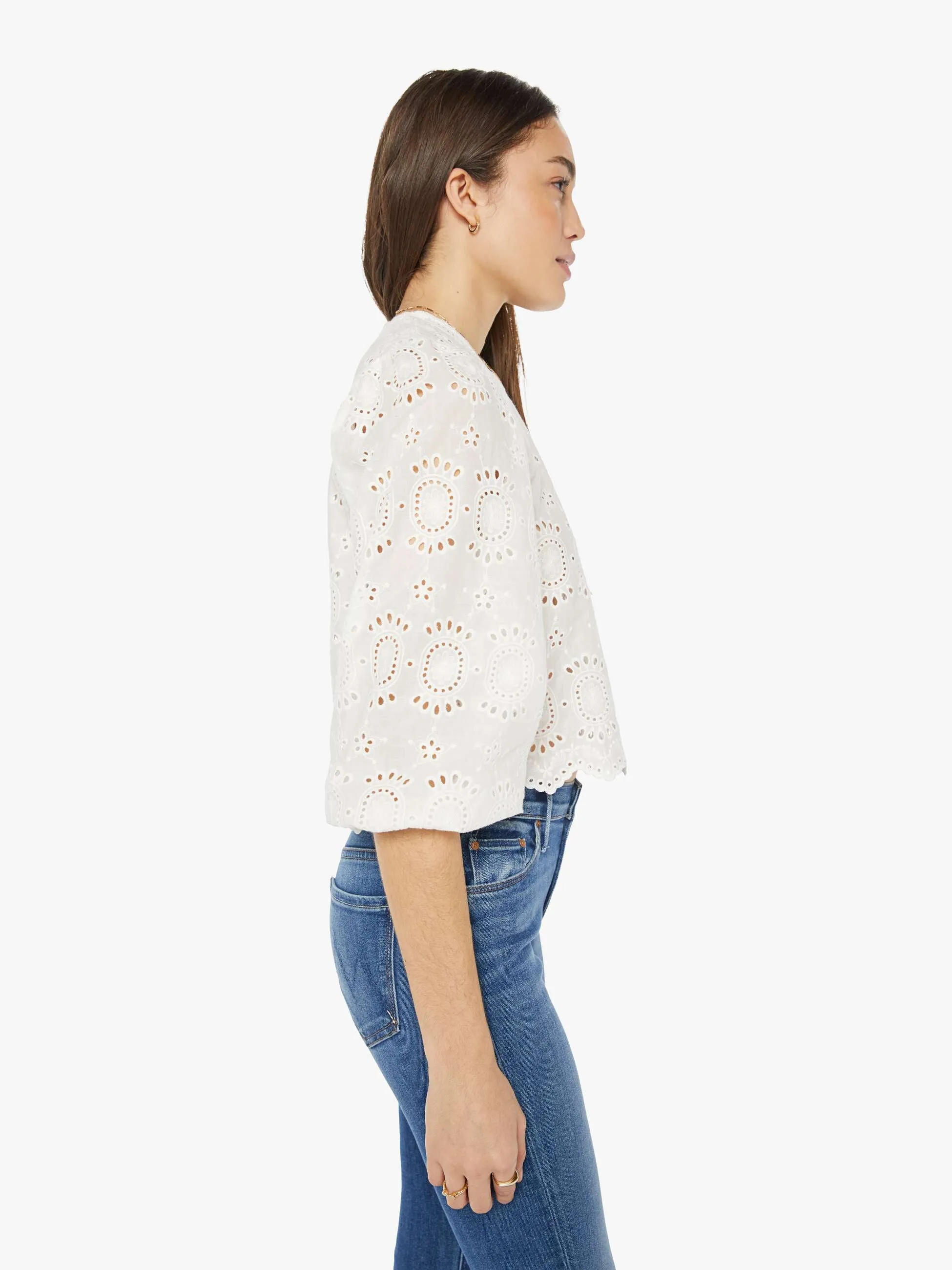 Natalie Martin Lisa Top - Medallion Embroidery Salt sold by MOTHER product image thumbnail 3