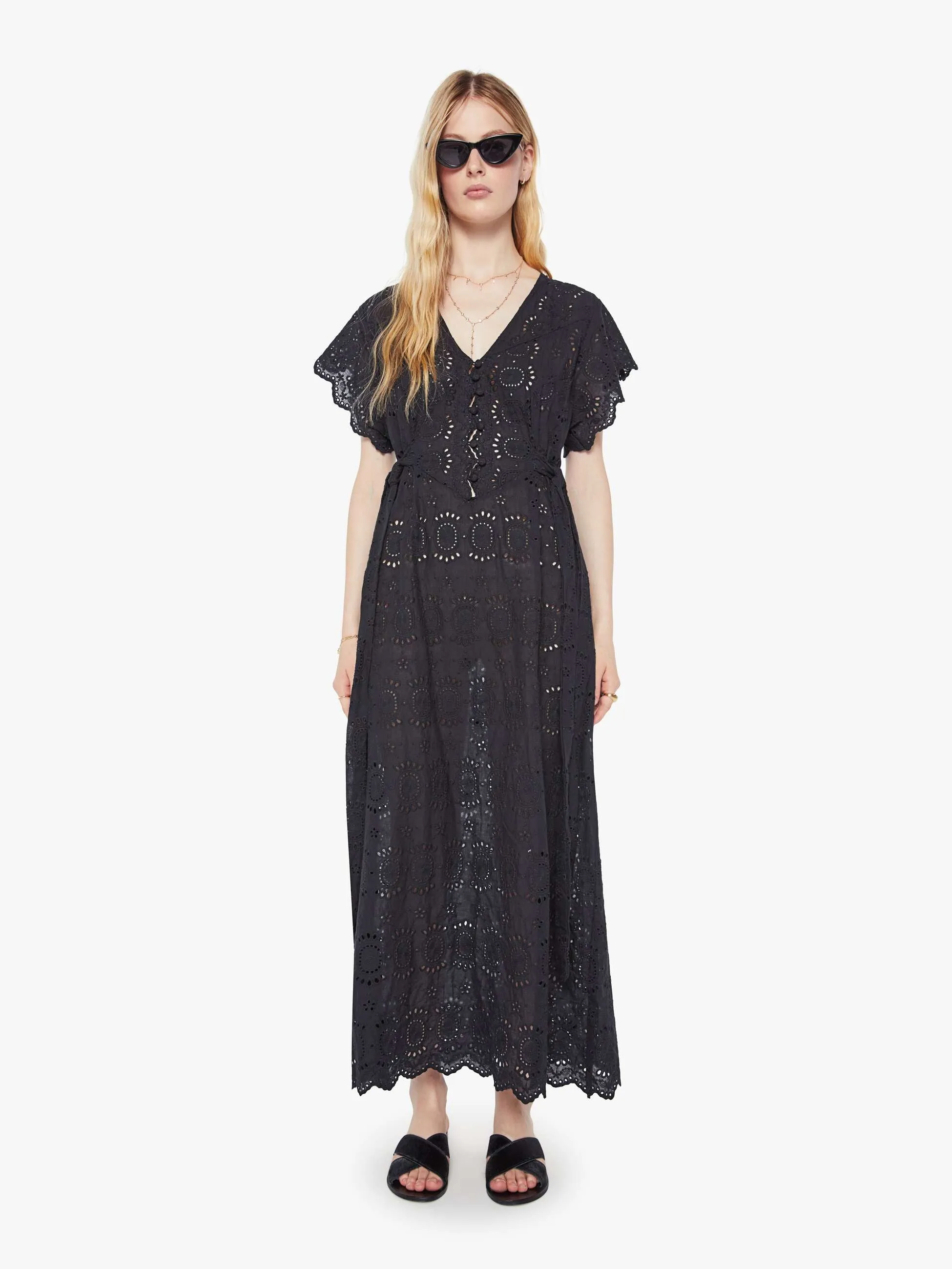 Natalie Martin Monica Dress - Medallion Embroidery Black sold by MOTHER