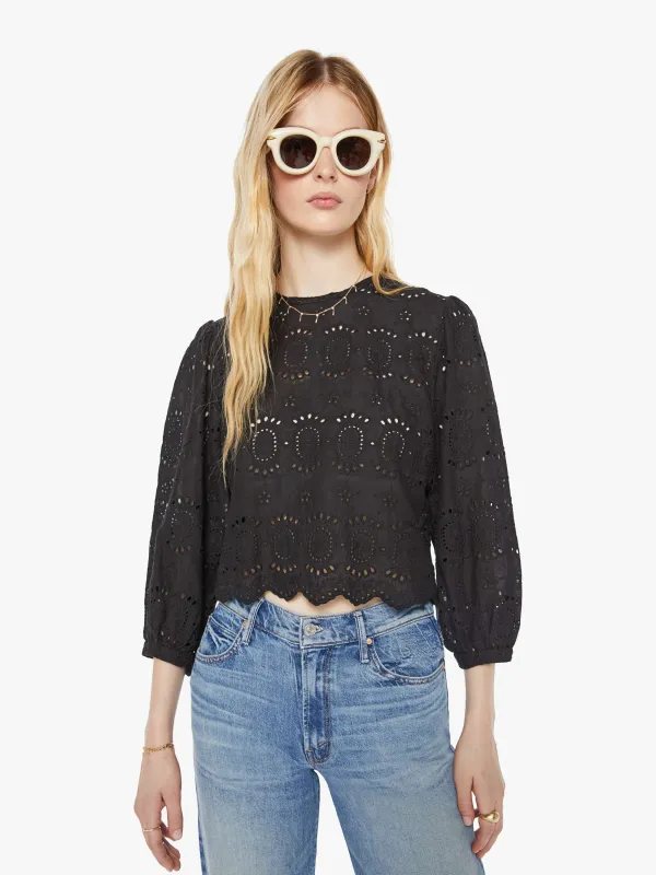 Natalie Martin Lisa Top - Medallion Embroidery Black sold by MOTHER