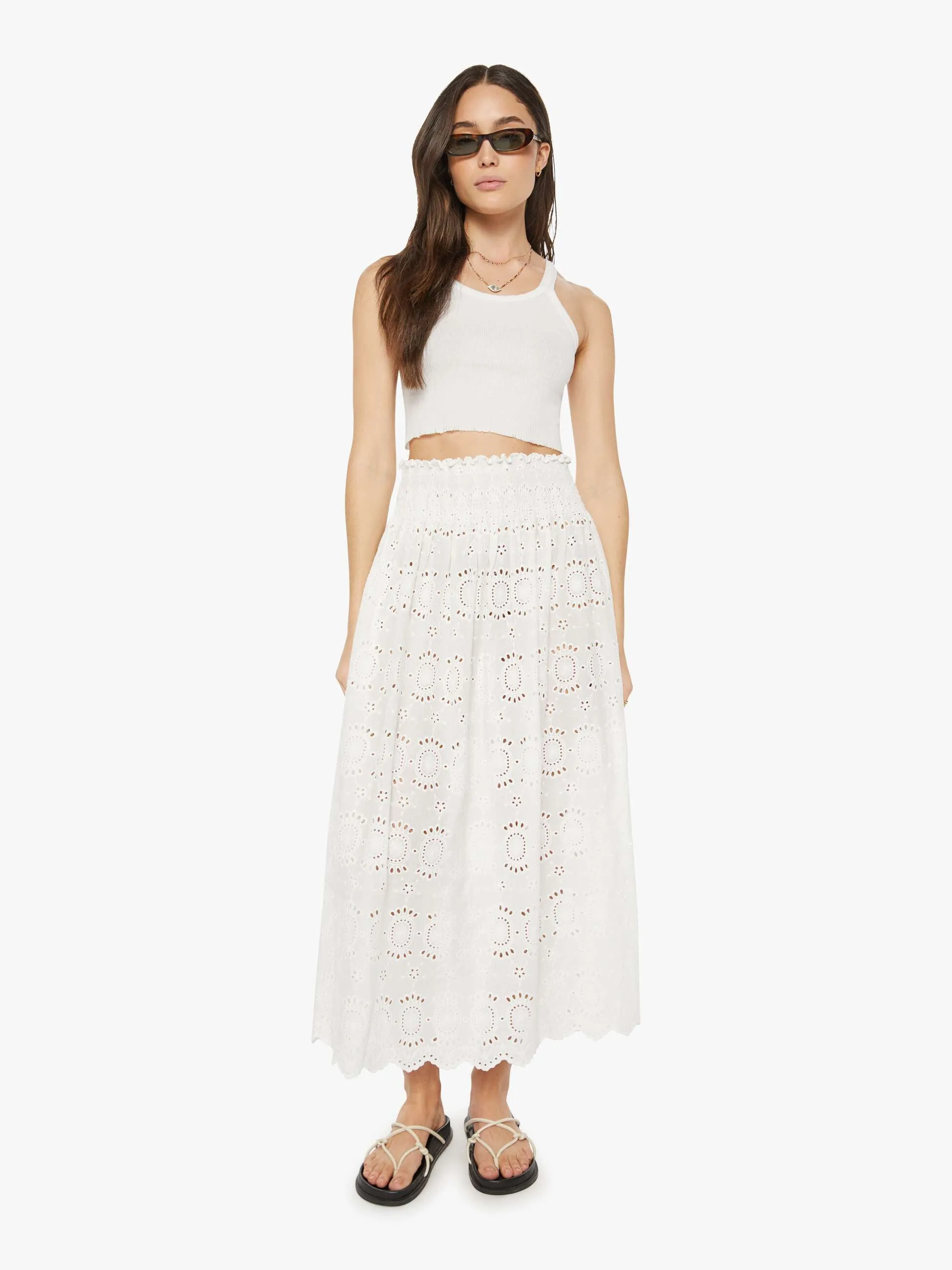 Natalie Martin Bella Skirt - Medallion Embroidery Salt sold by MOTHER product image thumbnail 2