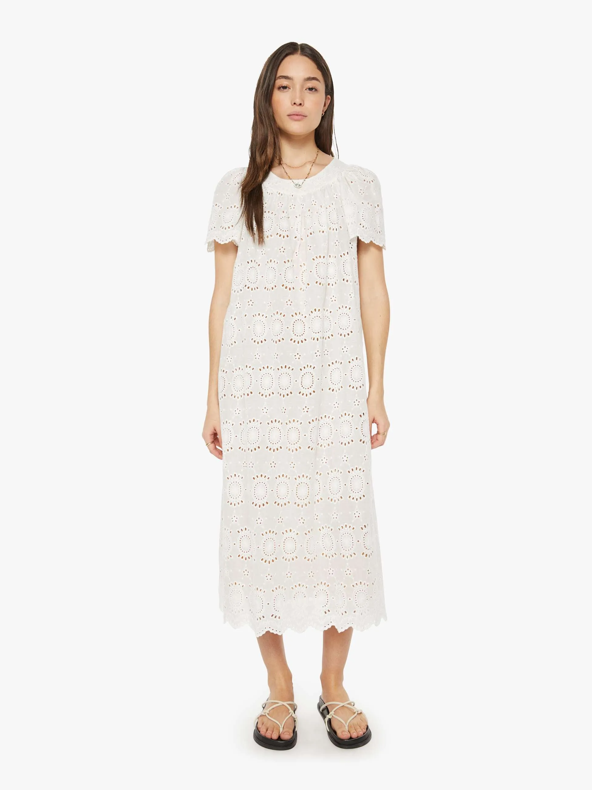 Natalie Martin Sienna Dress - Medallion Embroidery Salt sold by MOTHER product image thumbnail 2