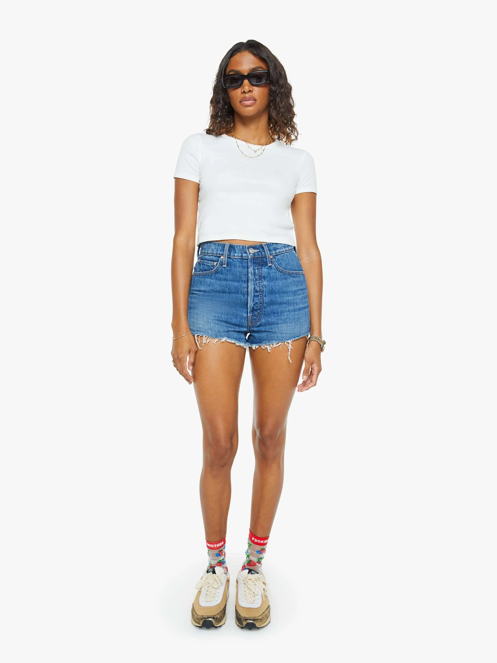 The Tune Up Short Fray - Green Thumb With Cherries sold by MOTHER product image thumbnail 3