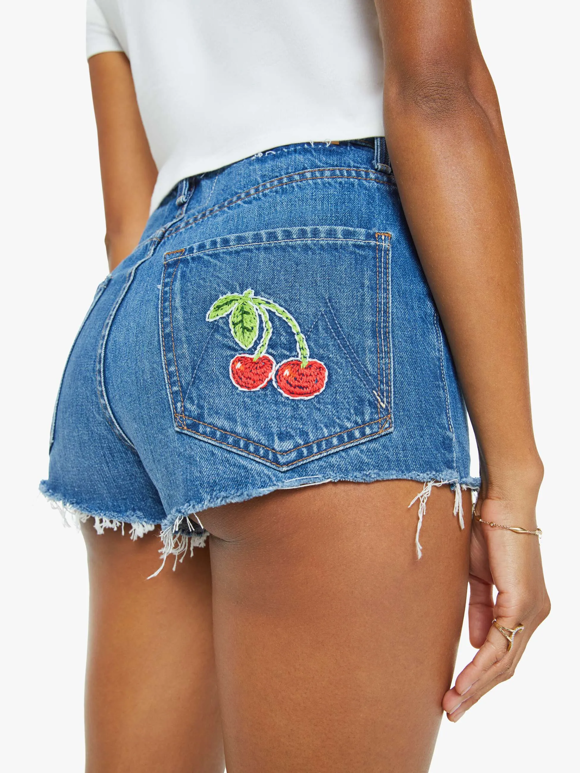 The Tune Up Short Fray - Green Thumb With Cherries sold by MOTHER product image thumbnail 5