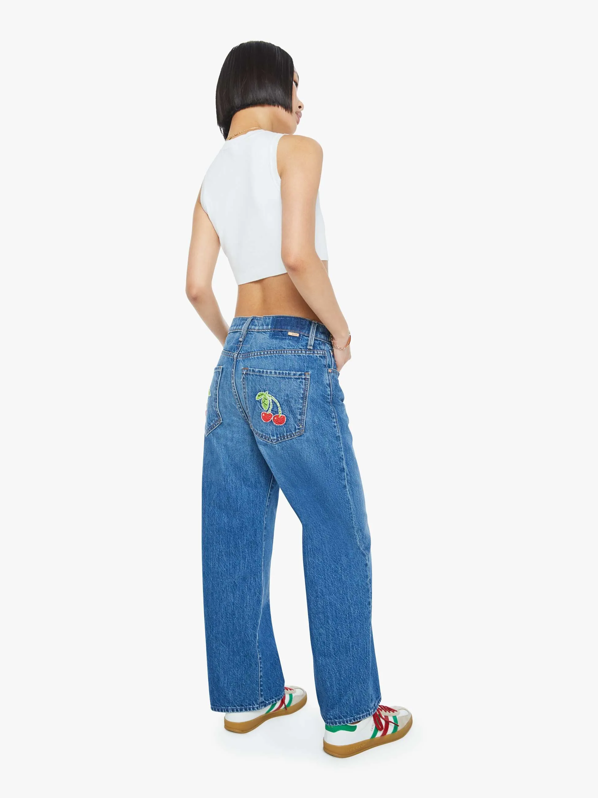 PETITES The Lil Dodger Ankle - Green Thumb With Cherries sold by MOTHER