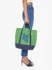 The Canvas Tote Bag - Kelly Green And Cobalt sold by MOTHER