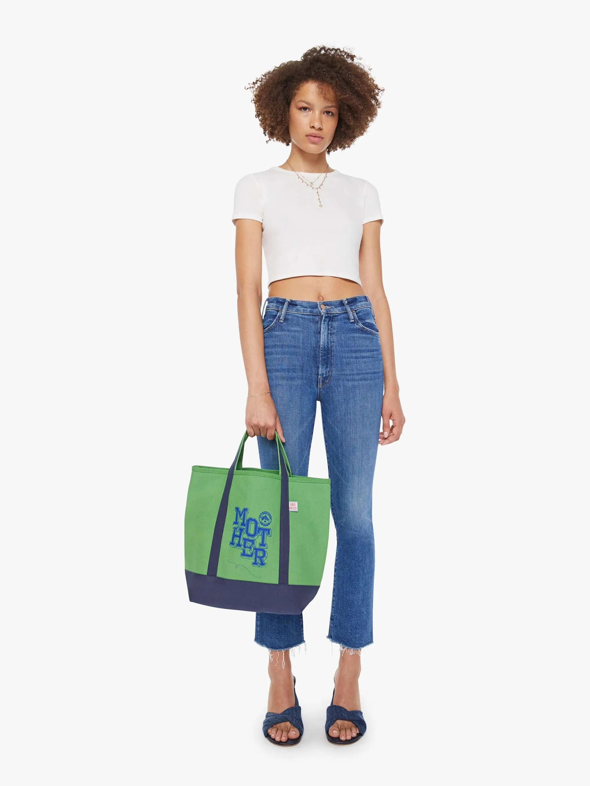 The Canvas Tote Bag - Kelly Green And Cobalt sold by MOTHER product image thumbnail 5