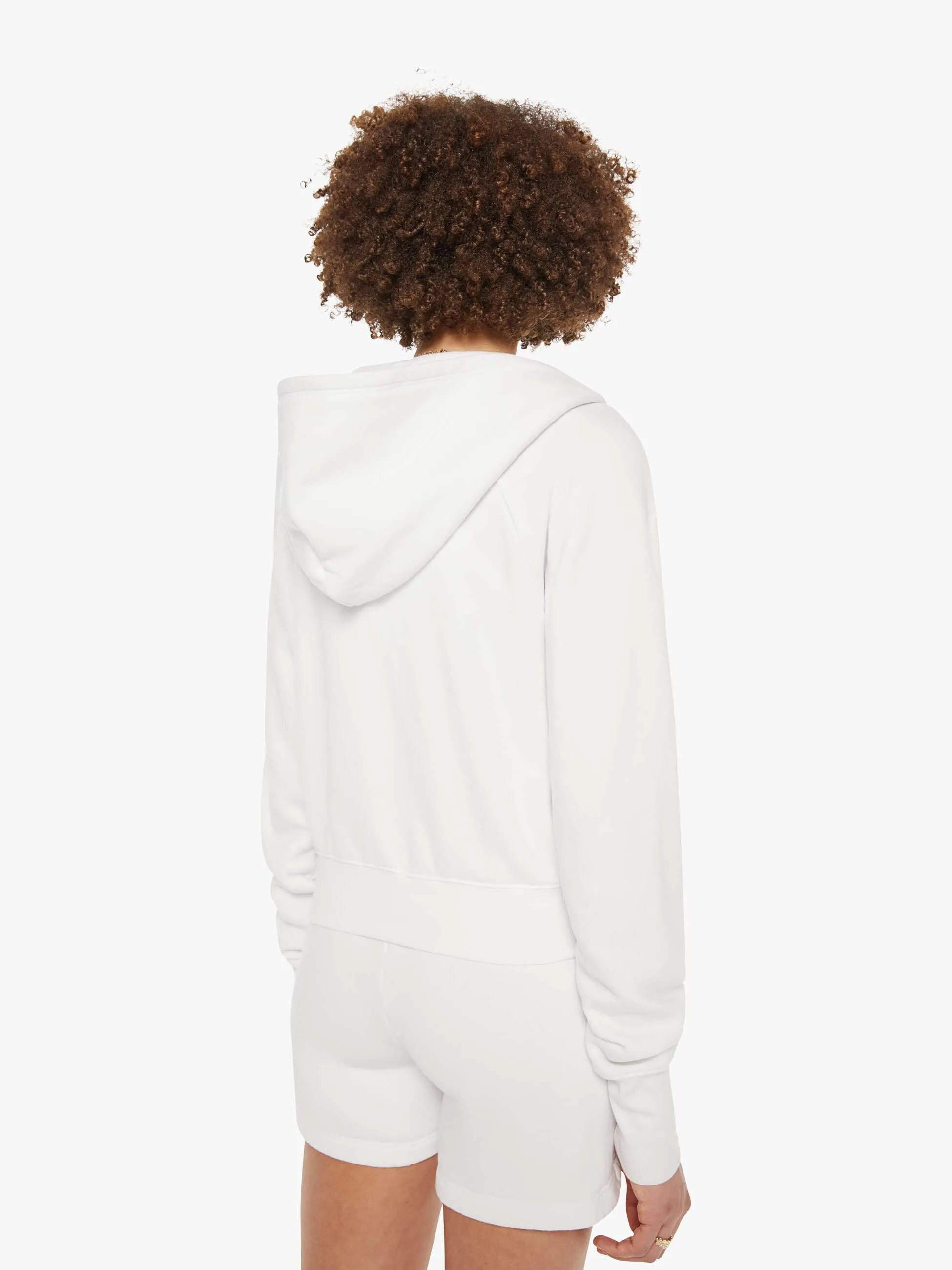 SPRWMN Shrunken Raglan Zip Up Hood - White sold by MOTHER product image thumbnail 4