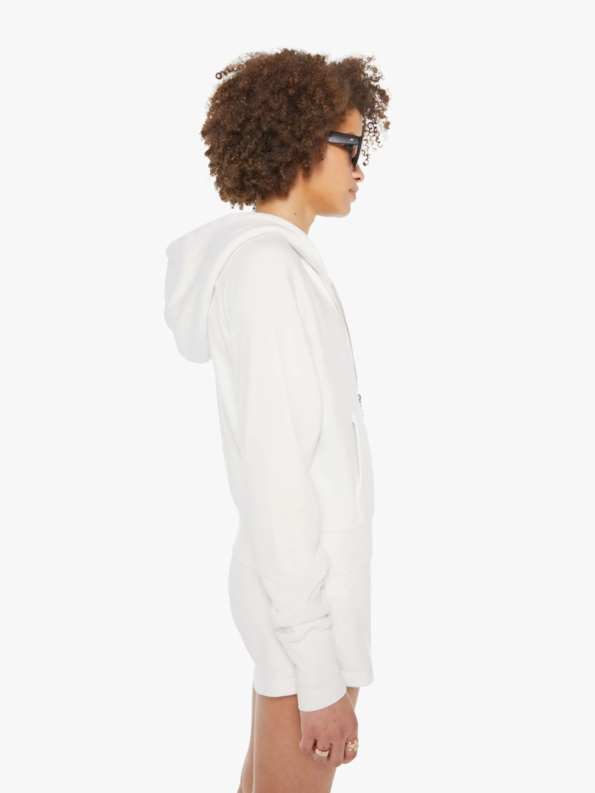 SPRWMN Shrunken Raglan Zip Up Hood - White sold by MOTHER product image thumbnail 3