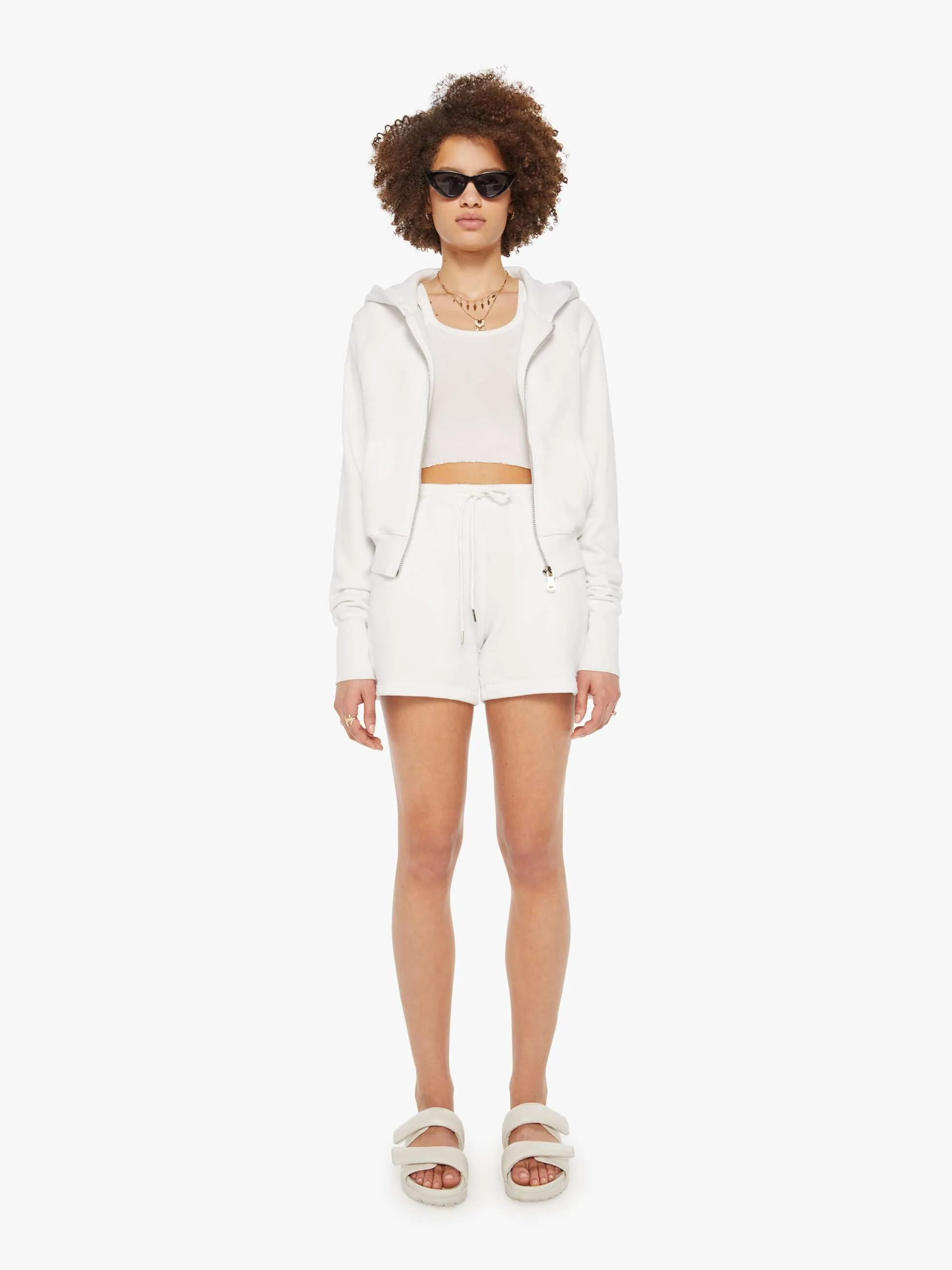 SPRWMN Shrunken Raglan Zip Up Hood - White sold by MOTHER product image thumbnail 5