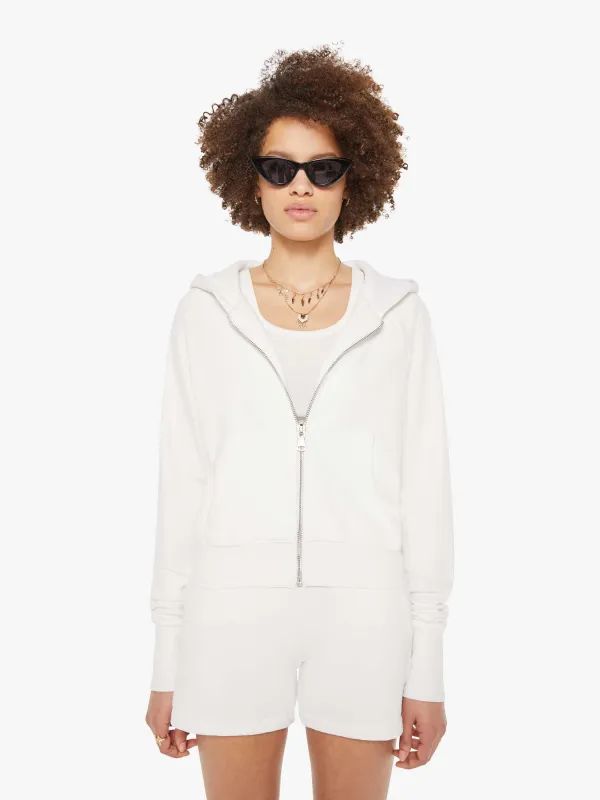 SPRWMN Shrunken Raglan Zip Up Hood - White sold by MOTHER