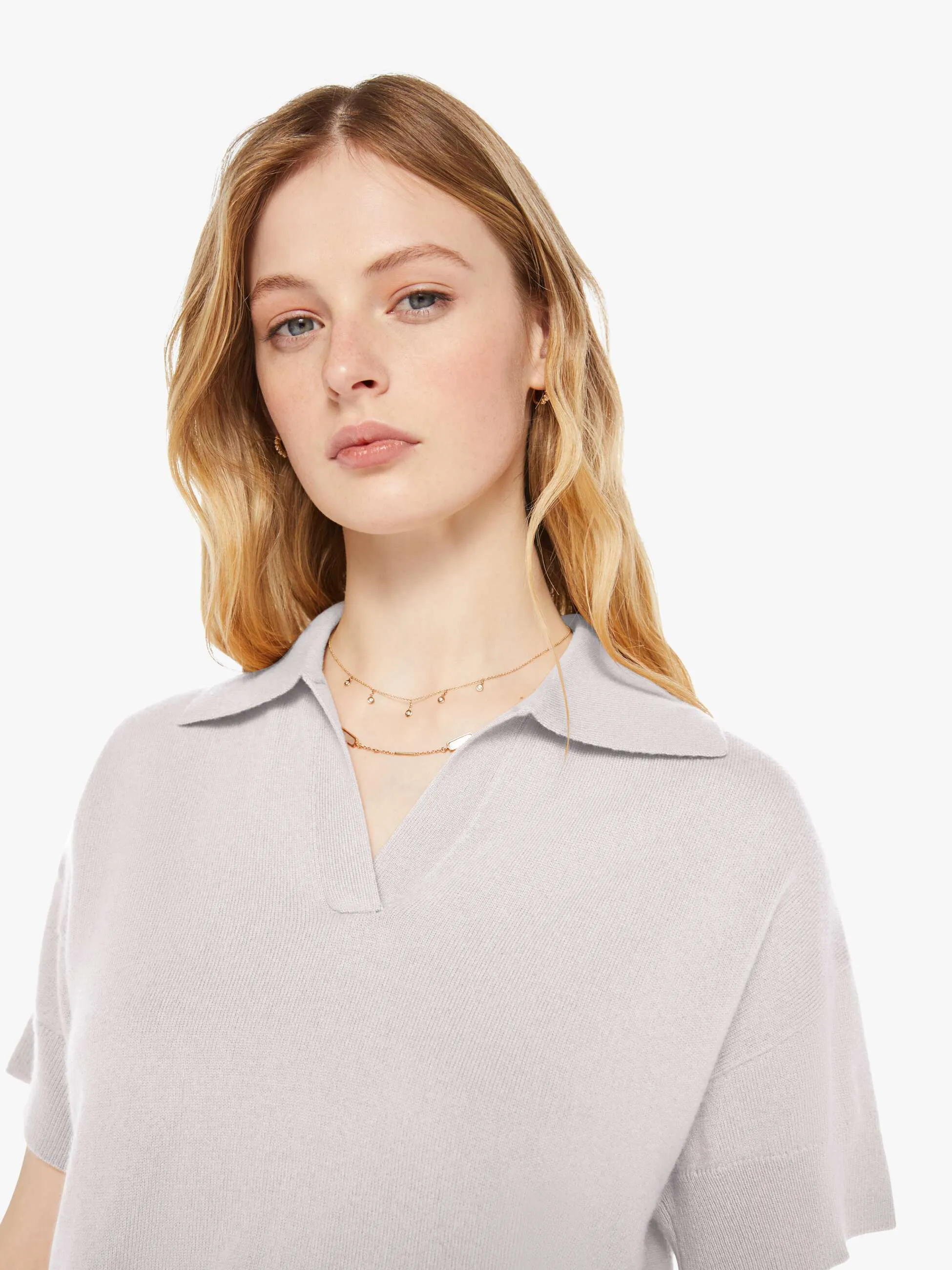 SABLYN Mirabelle Short Sleeve Polo - Skye sold by MOTHER product image thumbnail 5