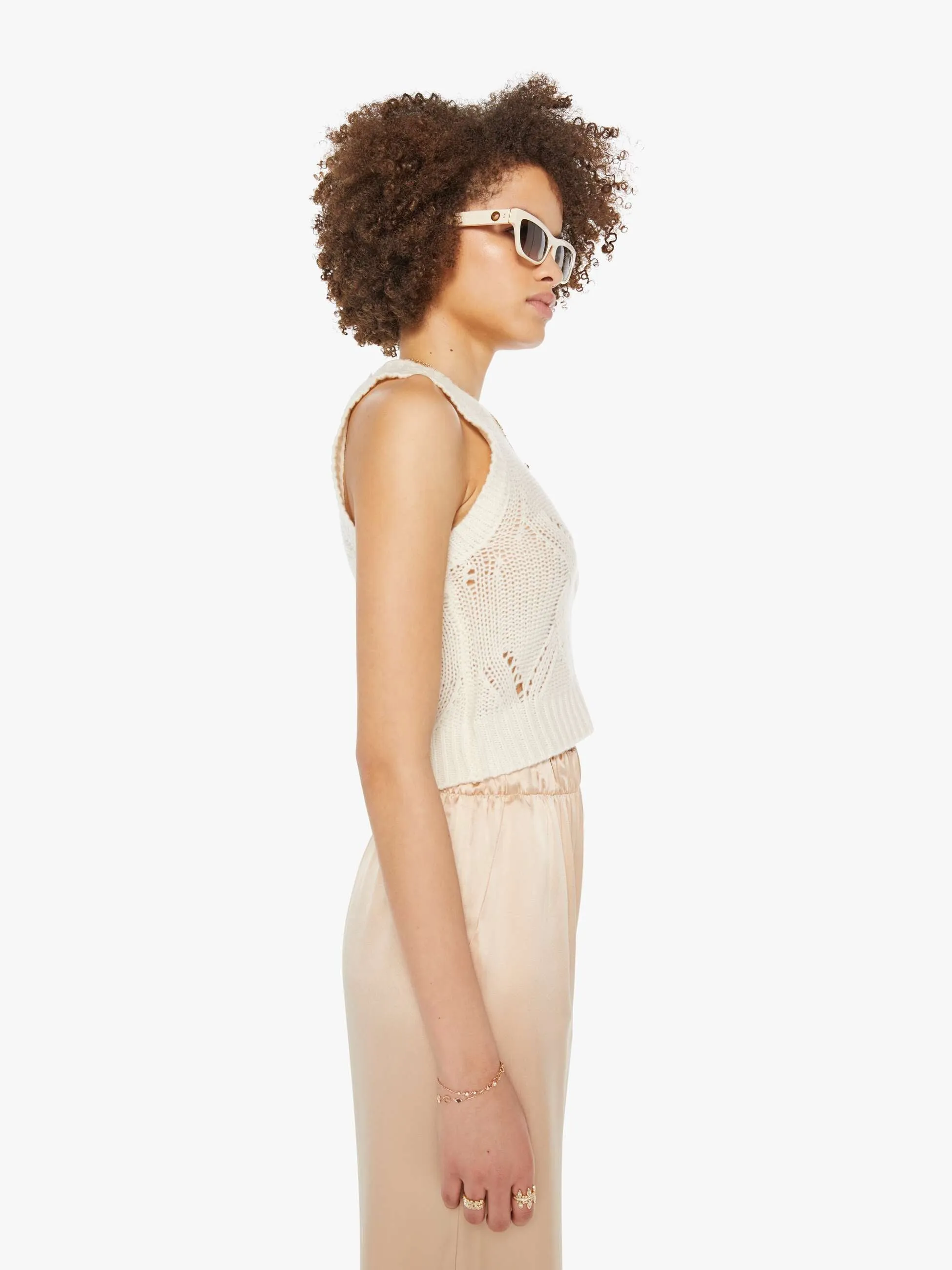 SABLYN Kara Shrunken Cable Knit Tank - Gardenia sold by MOTHER product image thumbnail 3
