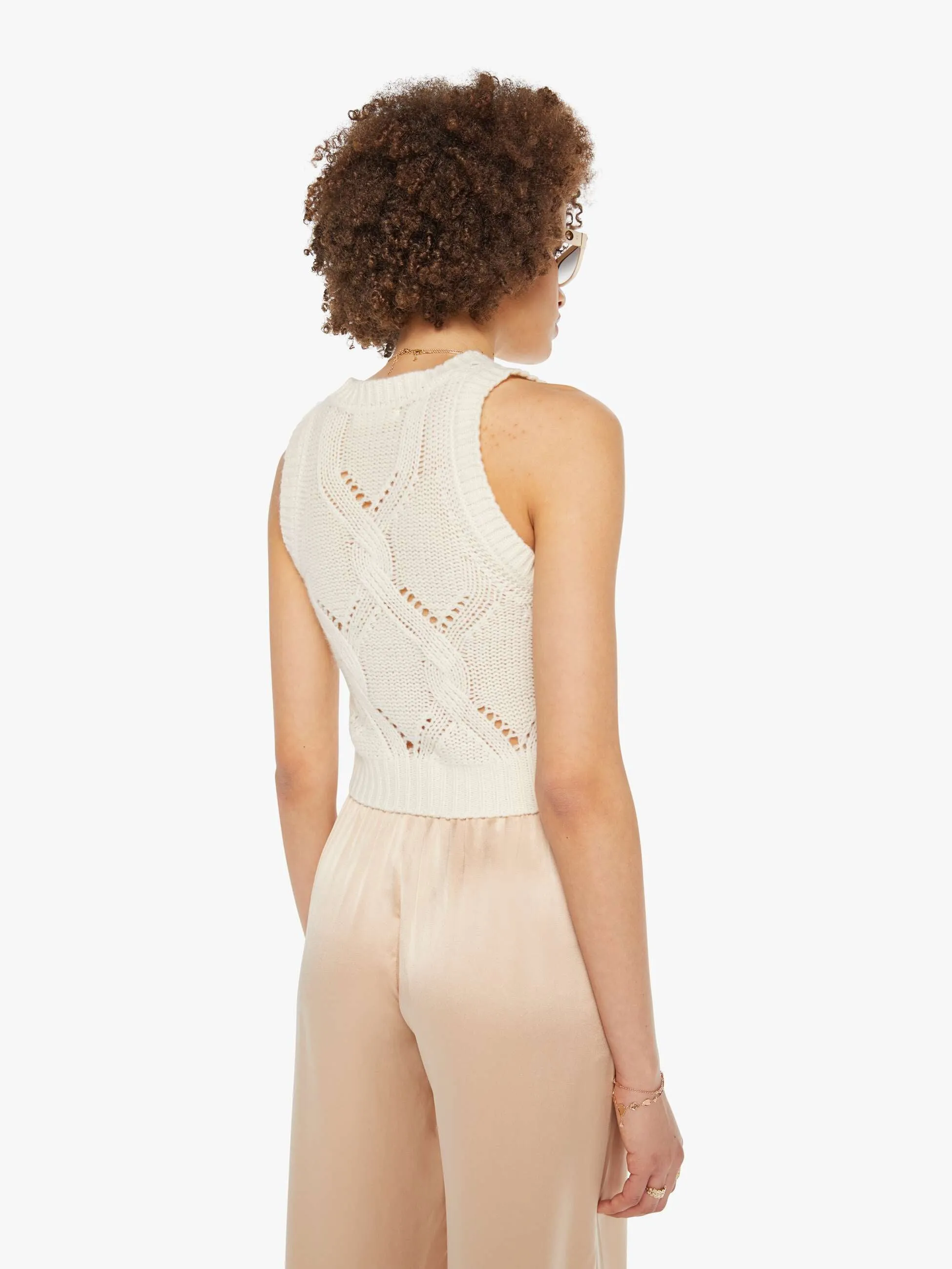 SABLYN Kara Shrunken Cable Knit Tank - Gardenia sold by MOTHER product image thumbnail 4