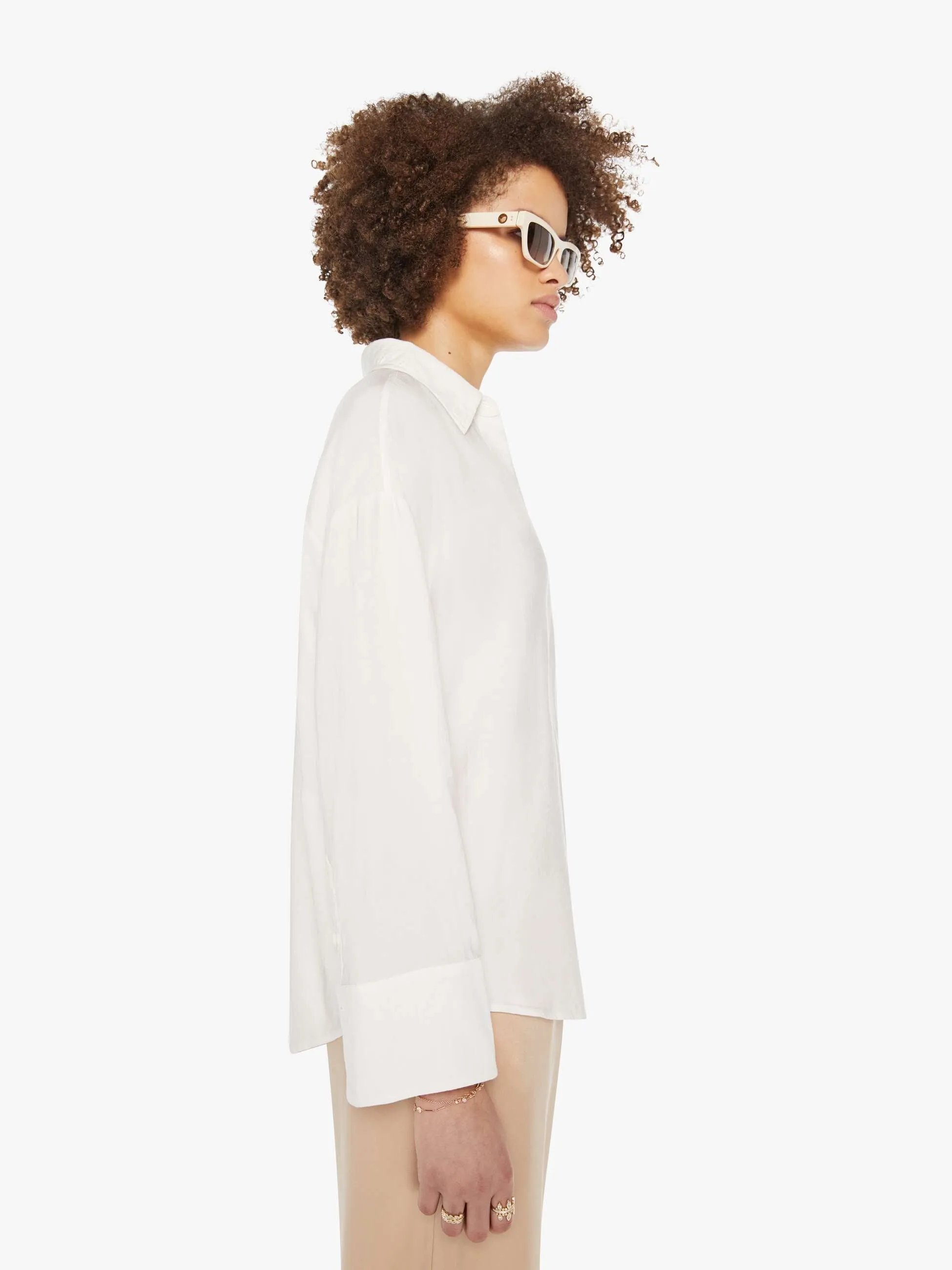 SABLYN Benton Slouchy Long Sleeve Button Down - White sold by MOTHER product image thumbnail 3