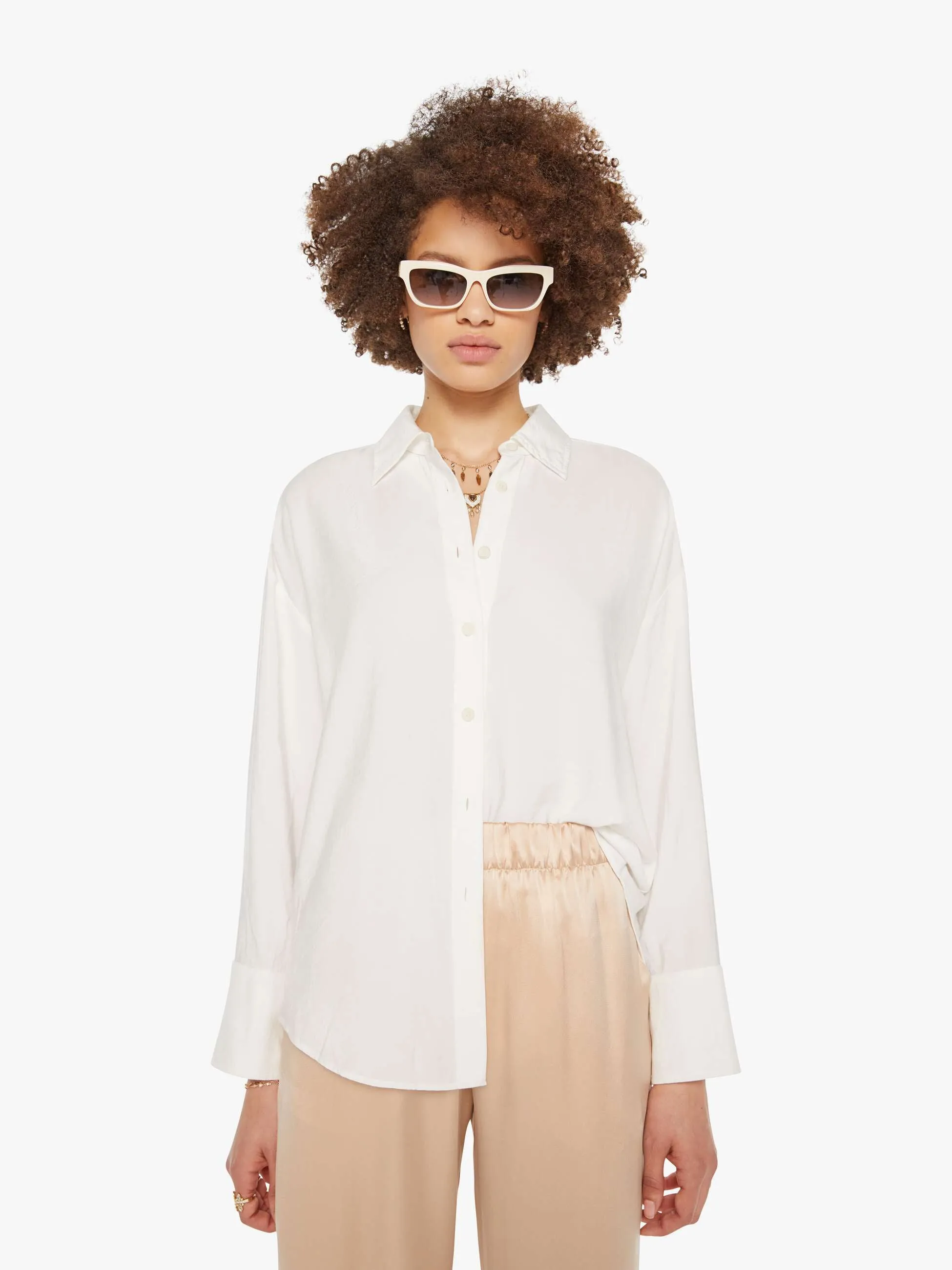 SABLYN Benton Slouchy Long Sleeve Button Down - White sold by MOTHER product image thumbnail 2