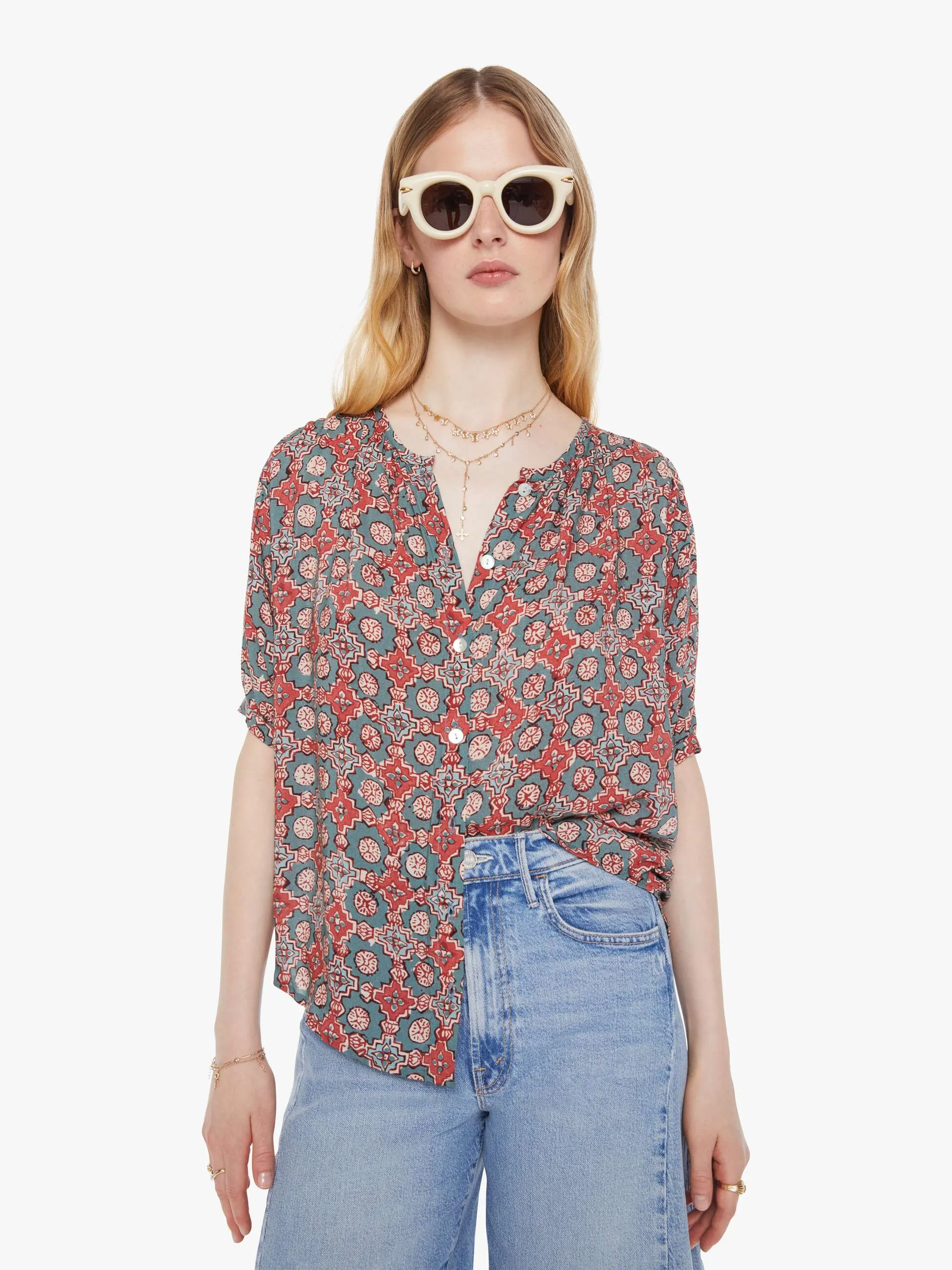 Natalie Martin Violet Top - Spanish Tile Jade sold by MOTHER product image thumbnail 2