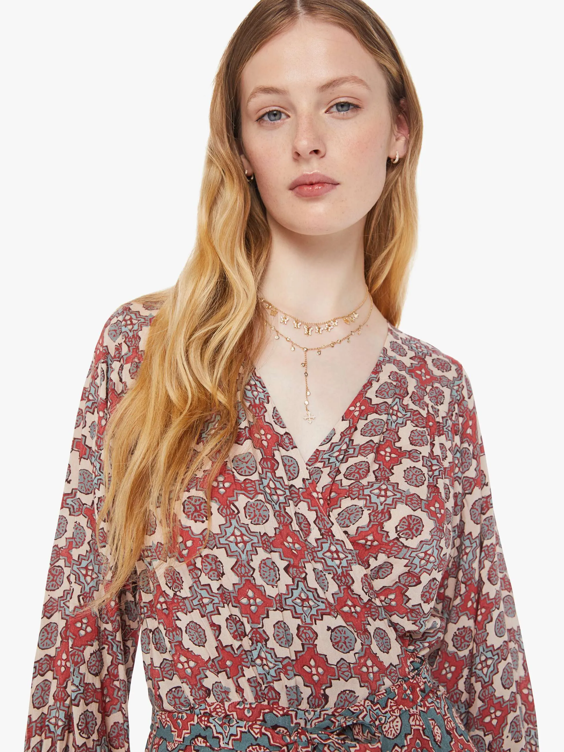 Natalie Martin Kate Long Sleeve Dress - Spanish Tile Combo sold by MOTHER product image thumbnail 5