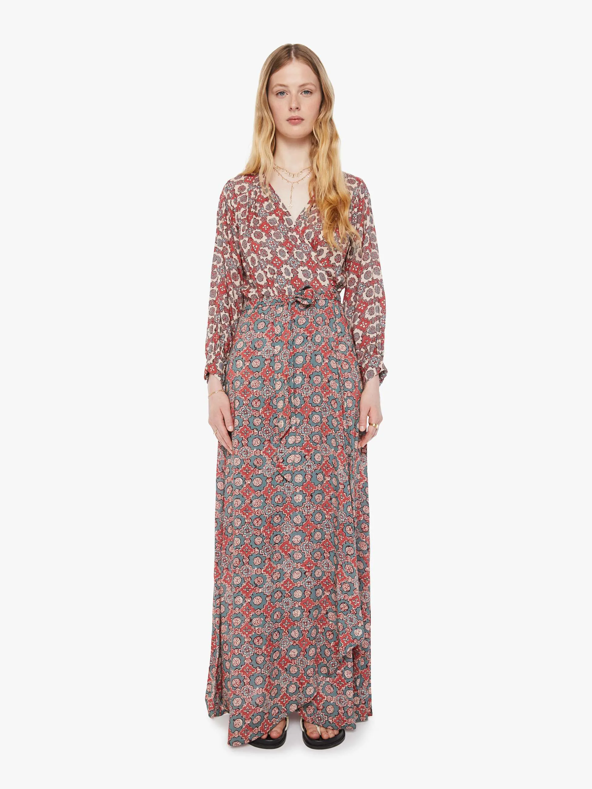 Natalie Martin Kate Long Sleeve Dress - Spanish Tile Combo sold by MOTHER