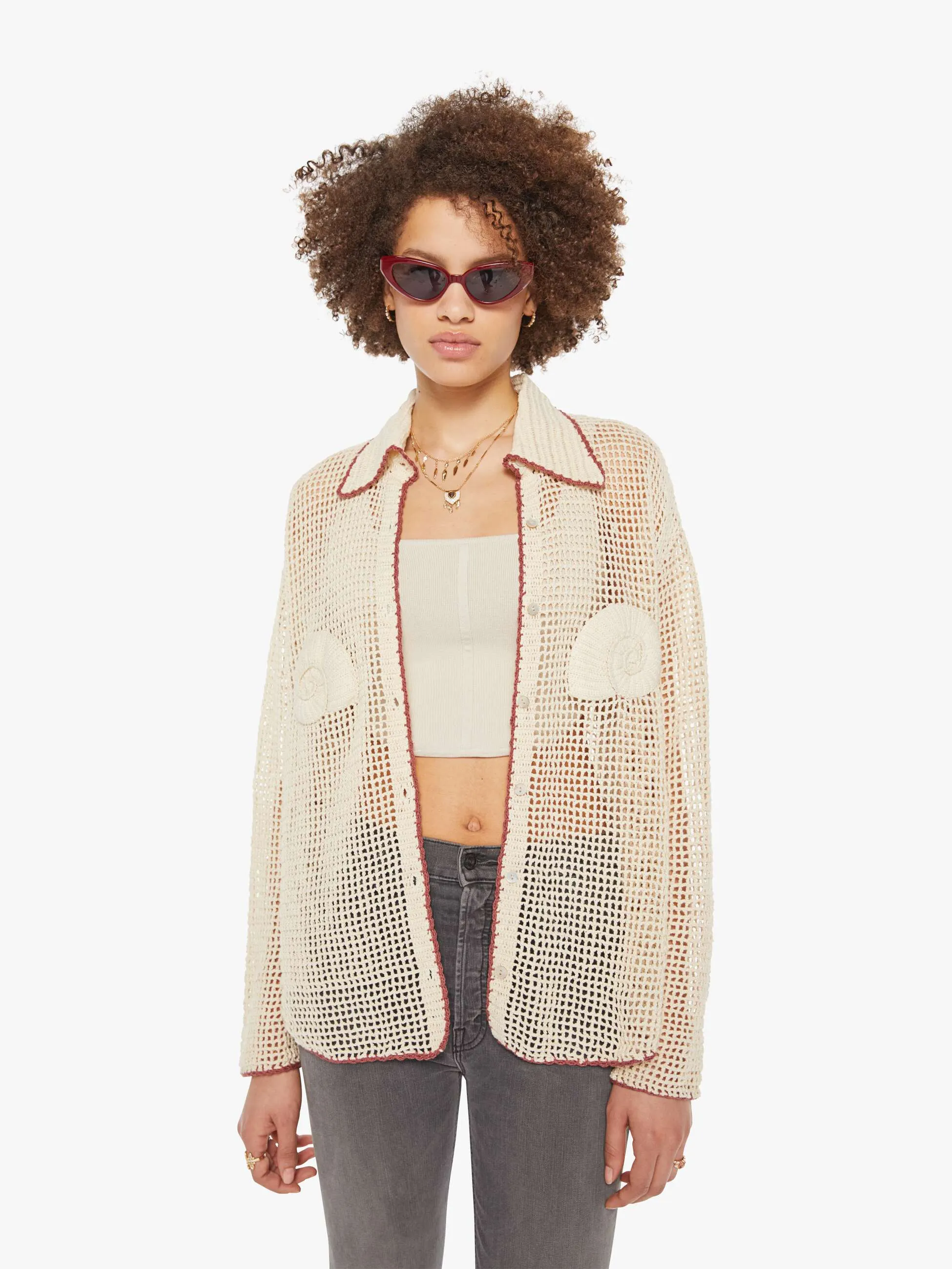 Alix Of Bohemia Emery Crochet Shirt - Nautilus sold by MOTHER product image thumbnail 2