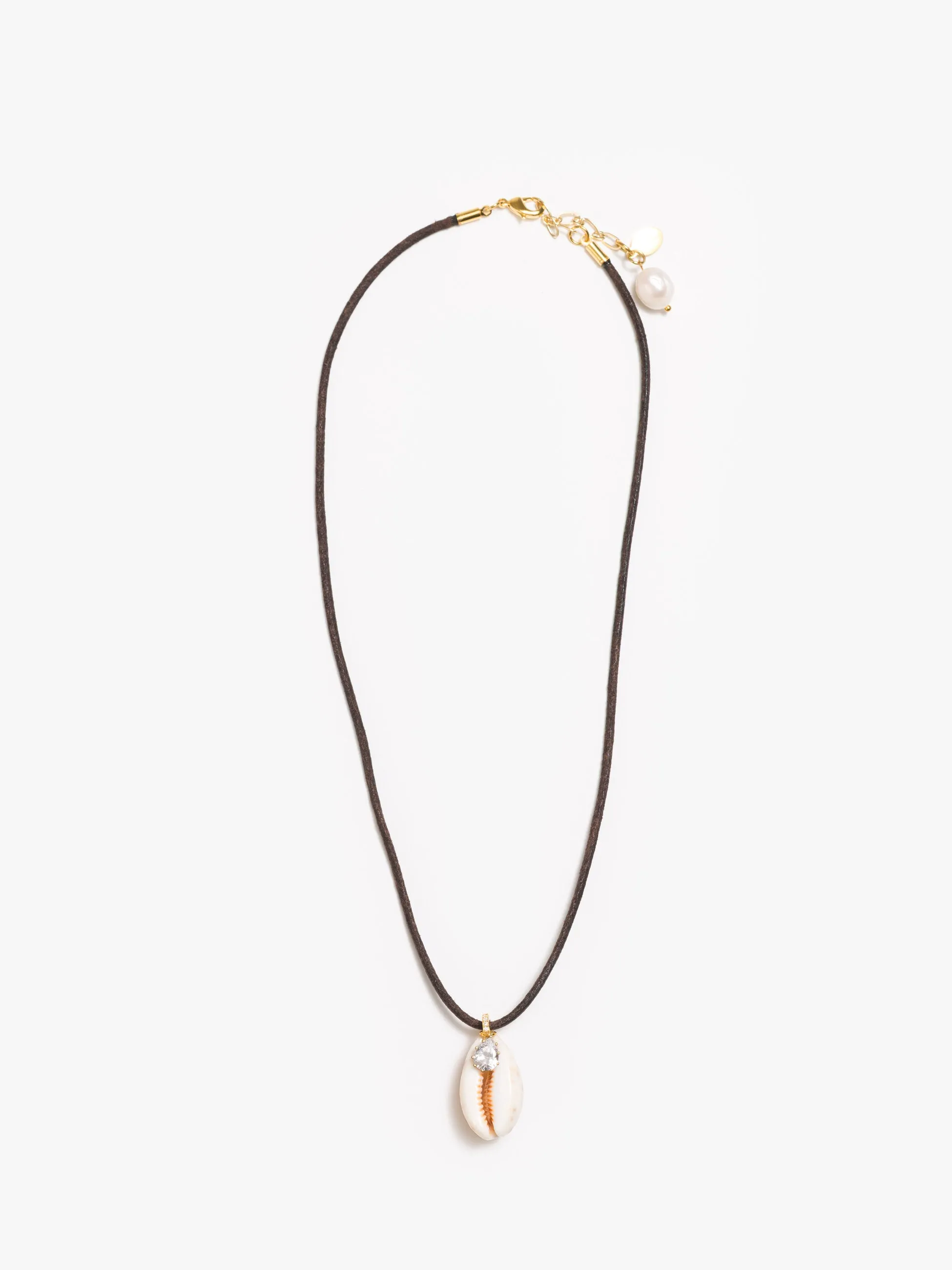 LUDA Suede Necklace - White Cowrie sold by MOTHER product image thumbnail 3