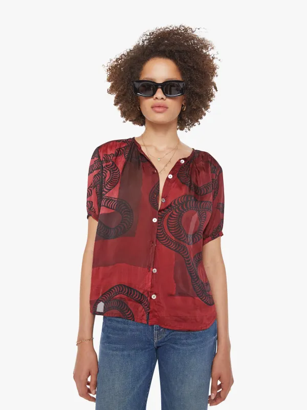 Natalie Martin Violet Top - Ament Snake Oxblood sold by MOTHER