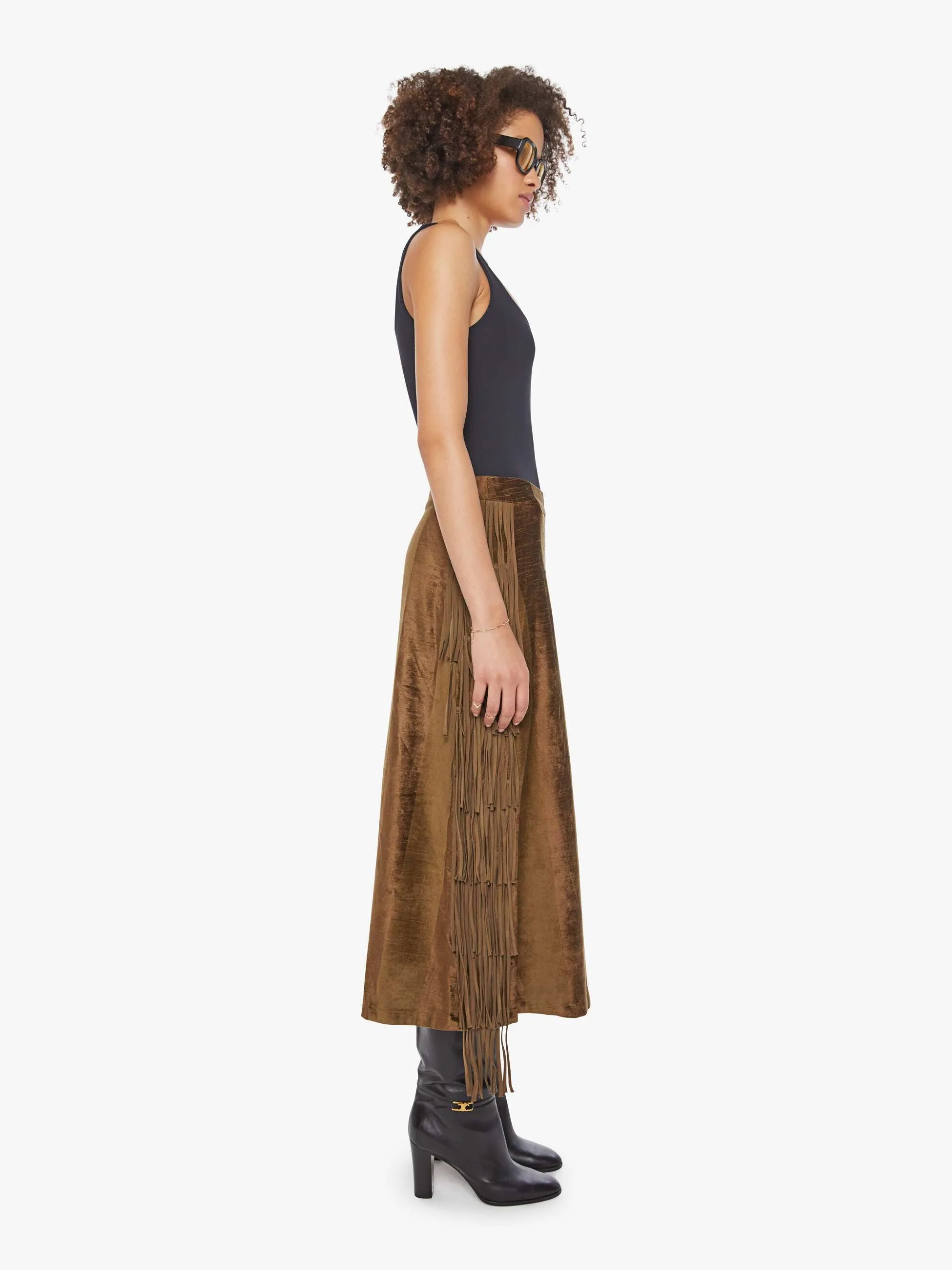 Maria Cher Sage Midi Skirt - Army sold by MOTHER product image thumbnail 3